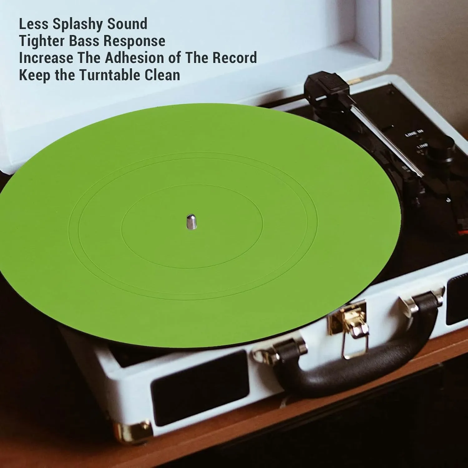 Turntable Platter Mat Rubber, Turntable Slipmat, for LP Record Player Mat for Rega, for Fluance, for Music Hall, Reduce Noise and Tighter Bass Quality, 12 Inch (Green)
