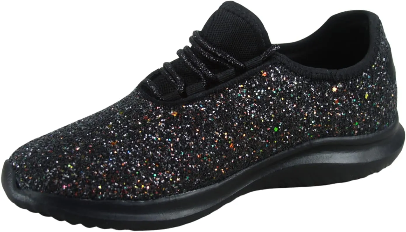 TZ Lotus-08 Women's Comfort Slip On Fashion Color Glitter Walking Runing Flat Heel Sneakers Shoes