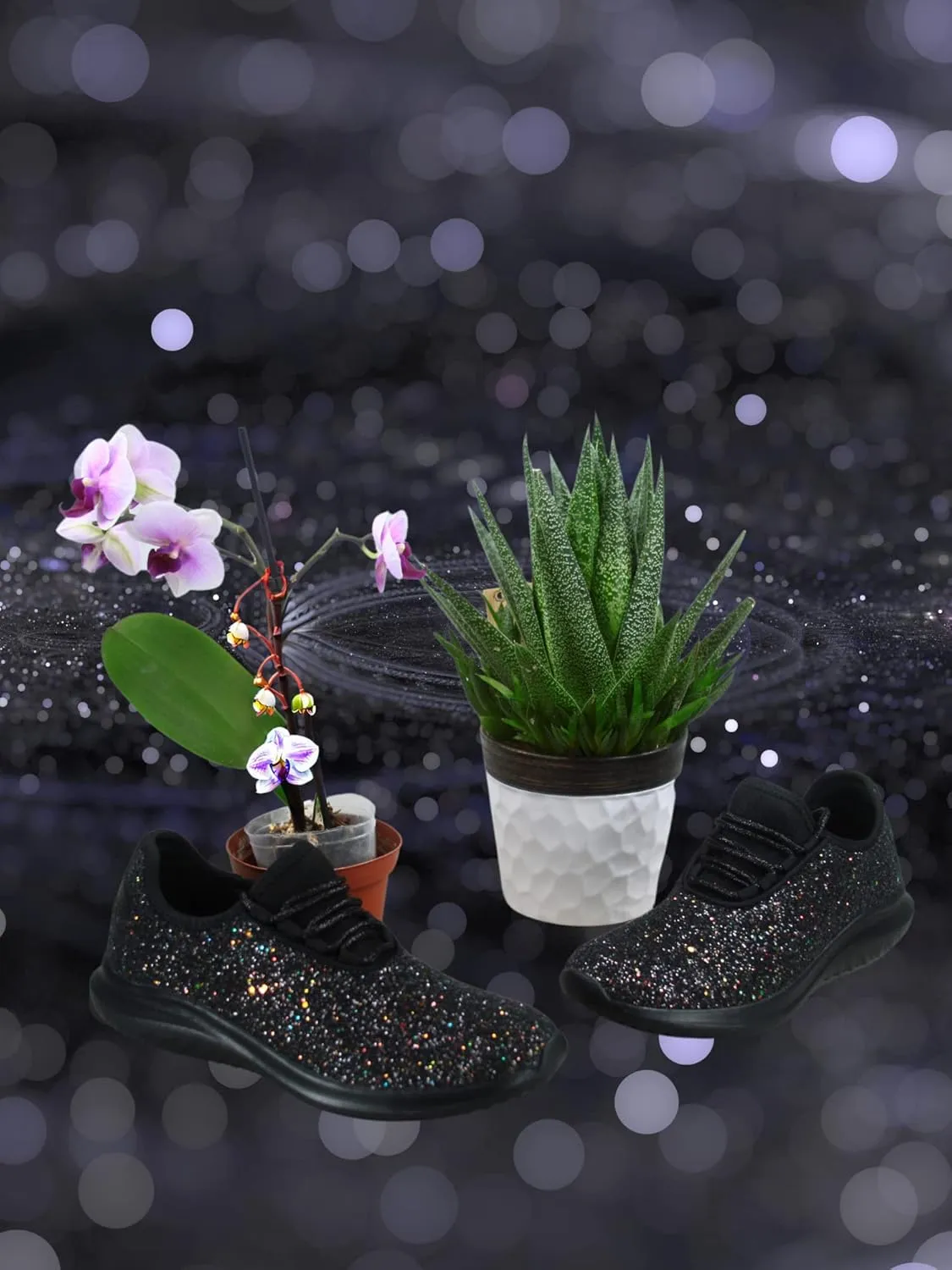 TZ Lotus-08 Women's Comfort Slip On Fashion Color Glitter Walking Runing Flat Heel Sneakers Shoes