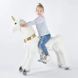 UFREE Ride on Unicorn Toy - Plush Animal, Golden Unicorn for Kids, 6 Years to Adult
