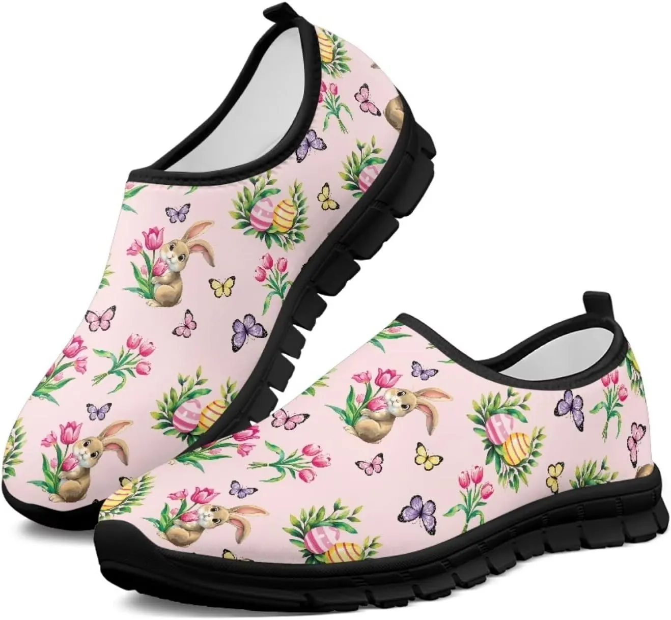 UNICEU Easter Casual Shoes for Women Slip On Low Top Fashion Sneakers Breathable Lightweight Walking Work Footwear