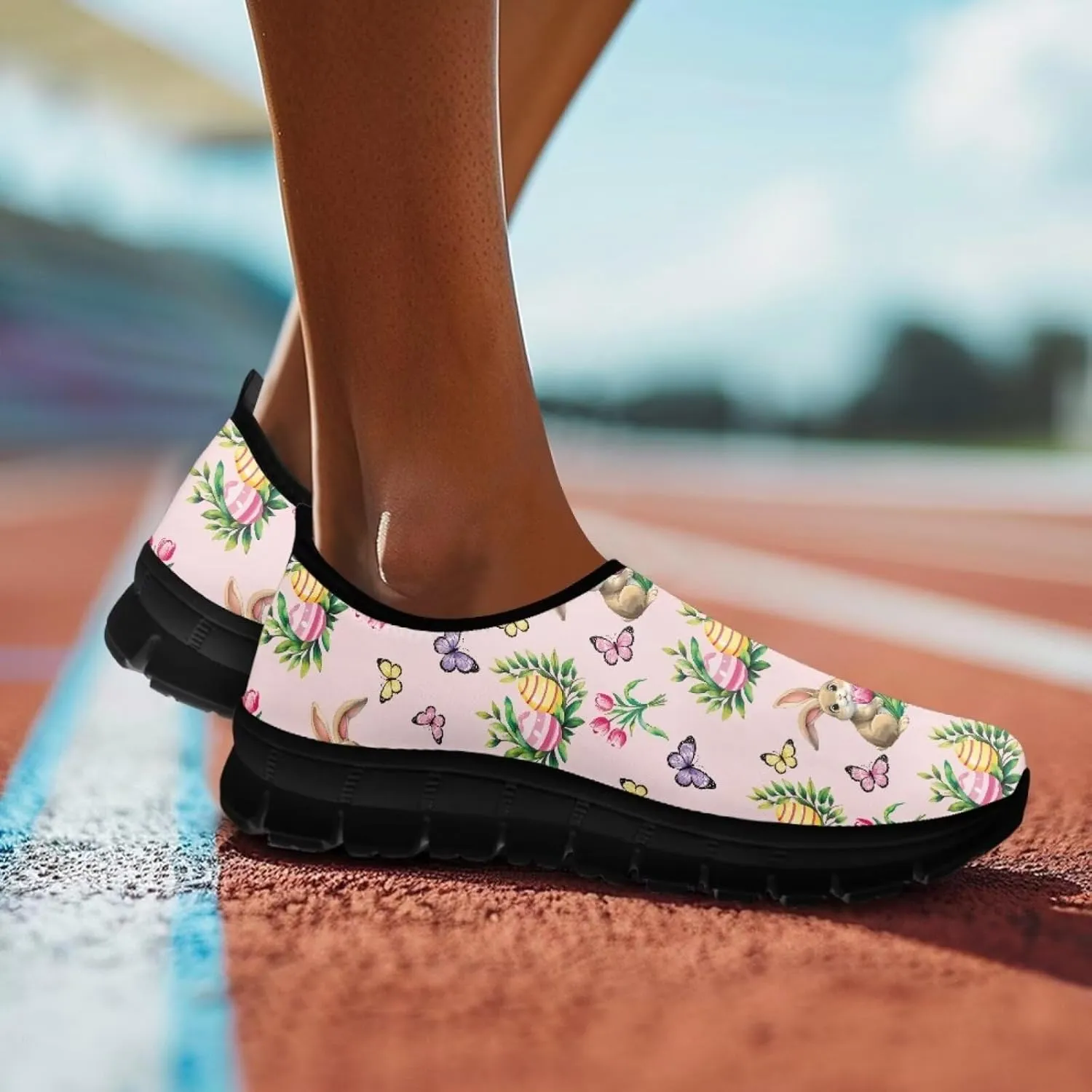 UNICEU Easter Casual Shoes for Women Slip On Low Top Fashion Sneakers Breathable Lightweight Walking Work Footwear