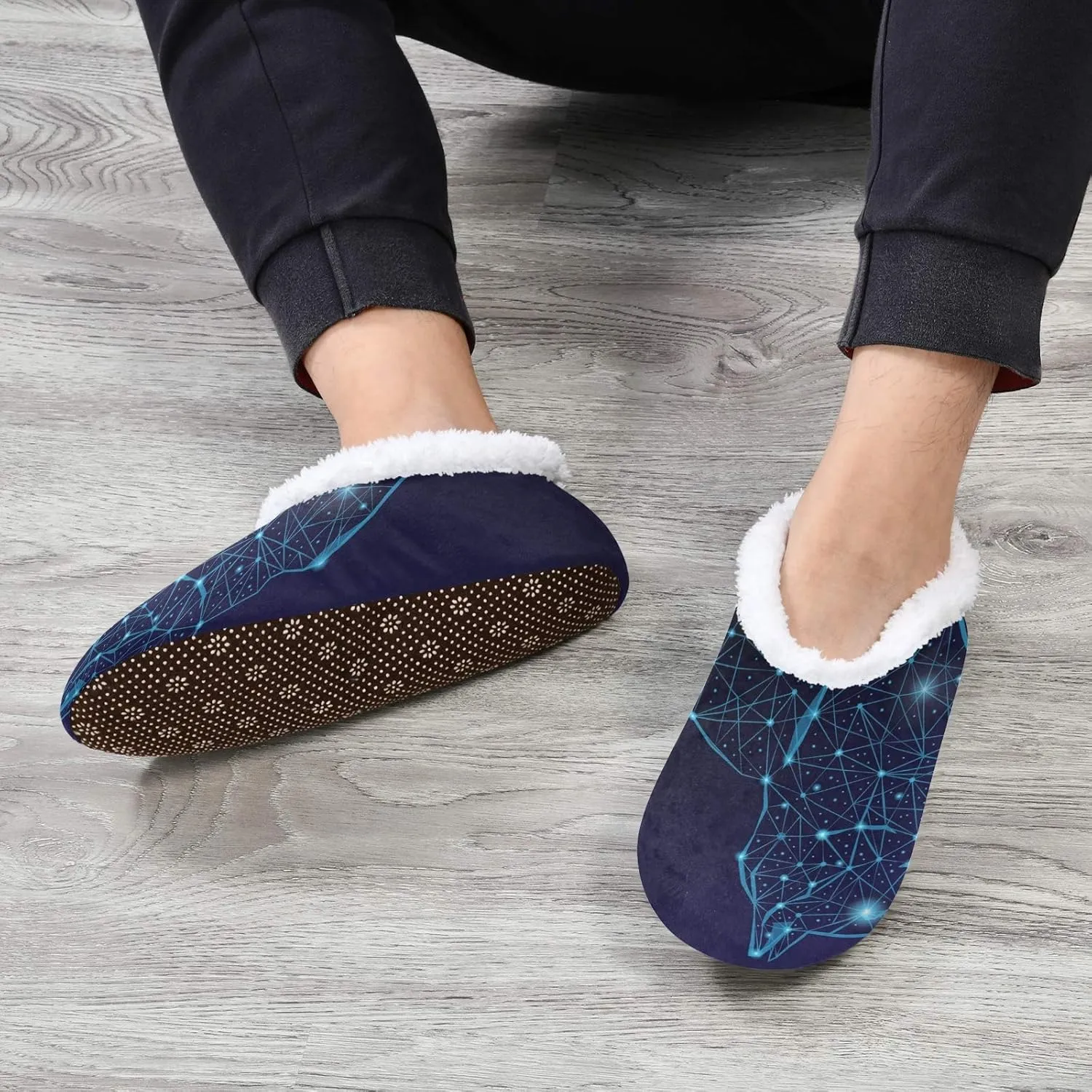 Unisex Fuzzy House Slippers Memory Foam Warm Slip Shoes Fur Lining M-XXL