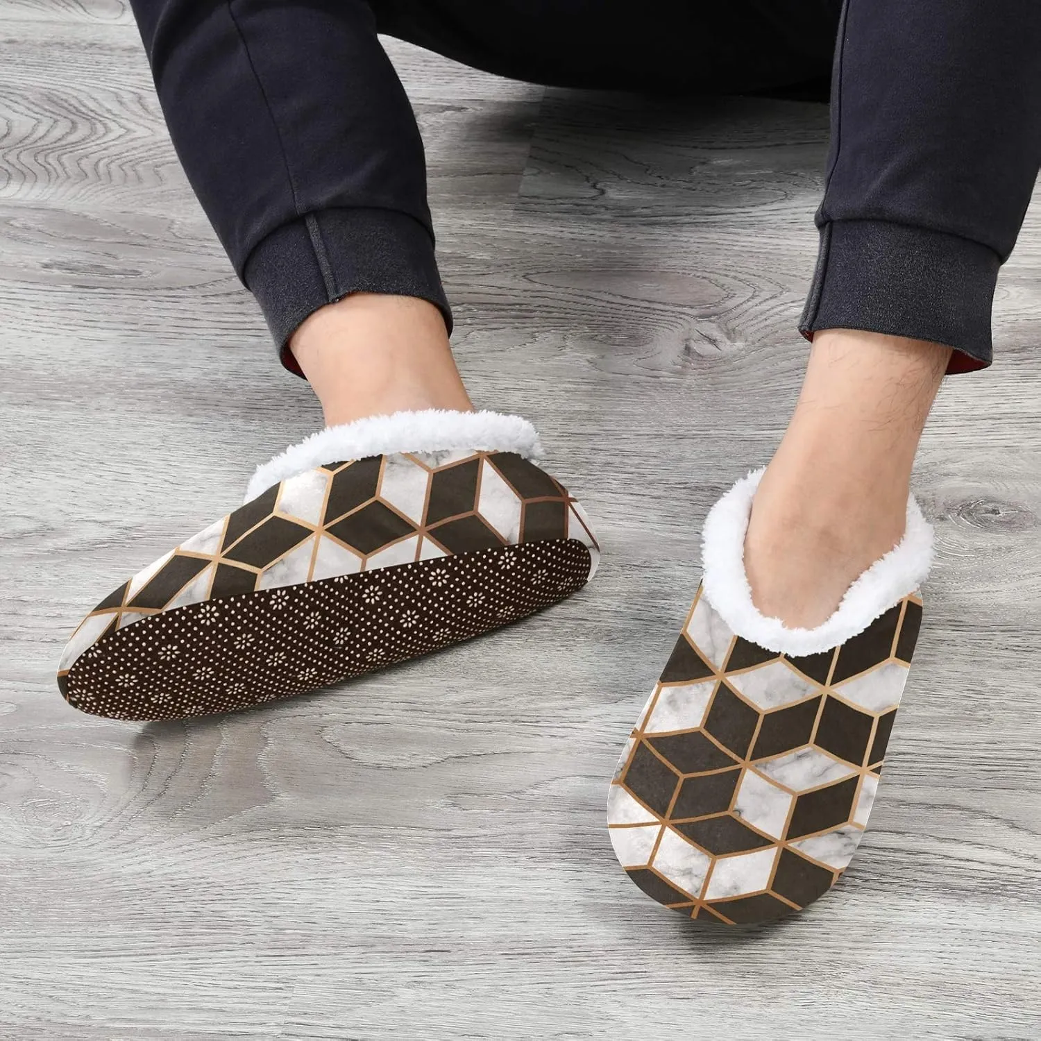 Unisex Fuzzy House Slippers Memory Foam Warm Slip Shoes Fur Lining M-XXL