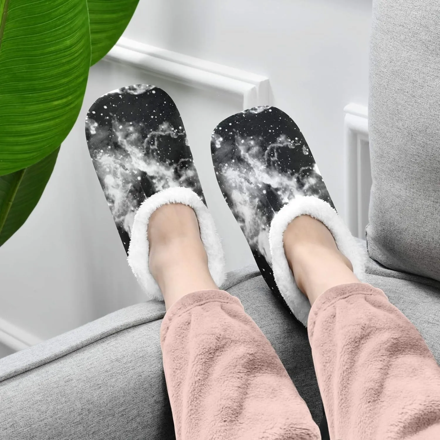 Unisex Fuzzy House Slippers Memory Foam Warm Slip Shoes Fur Lining M-XXL