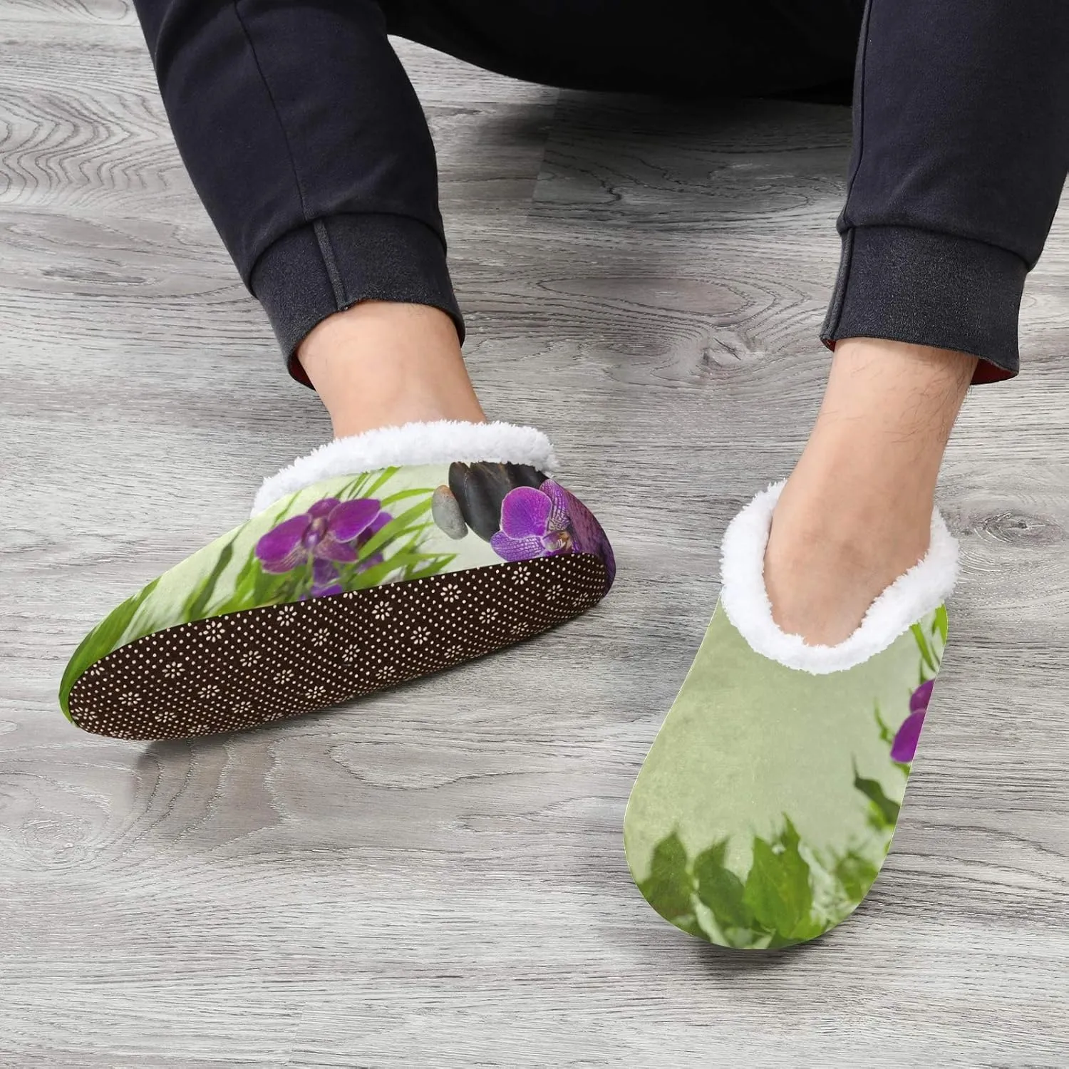 Unisex Fuzzy House Slippers Memory Foam Warm Slip Shoes Fur Lining M-XXL