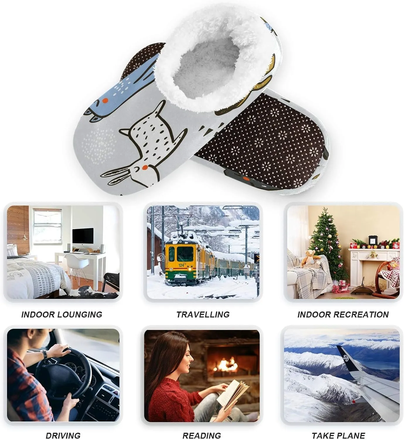 Unisex Fuzzy House Slippers Memory Foam Warm Slip Shoes Fur Lining M-XXL