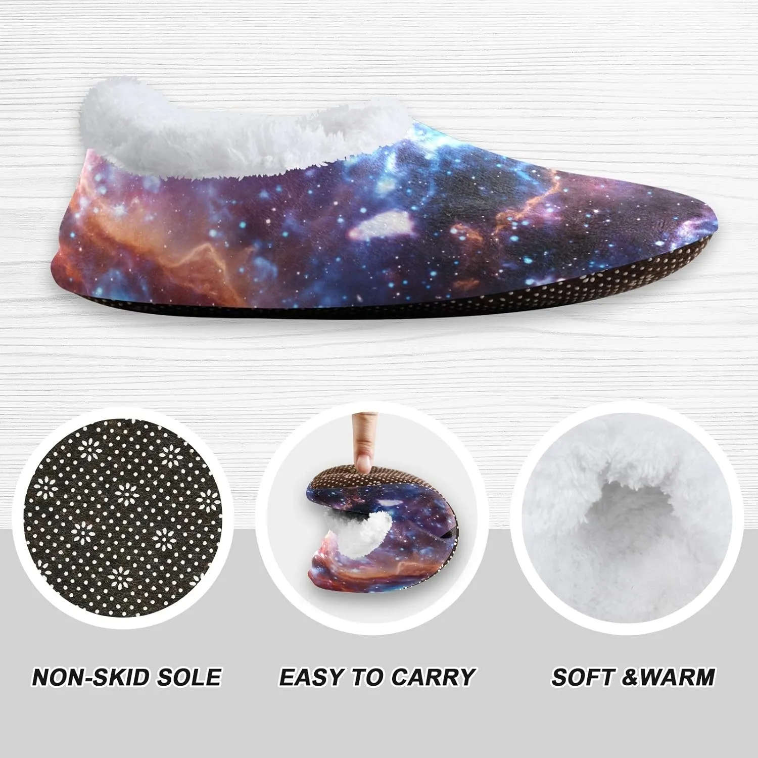 Unisex Fuzzy House Slippers Memory Foam Warm Slip Shoes Fur Lining M-XXL