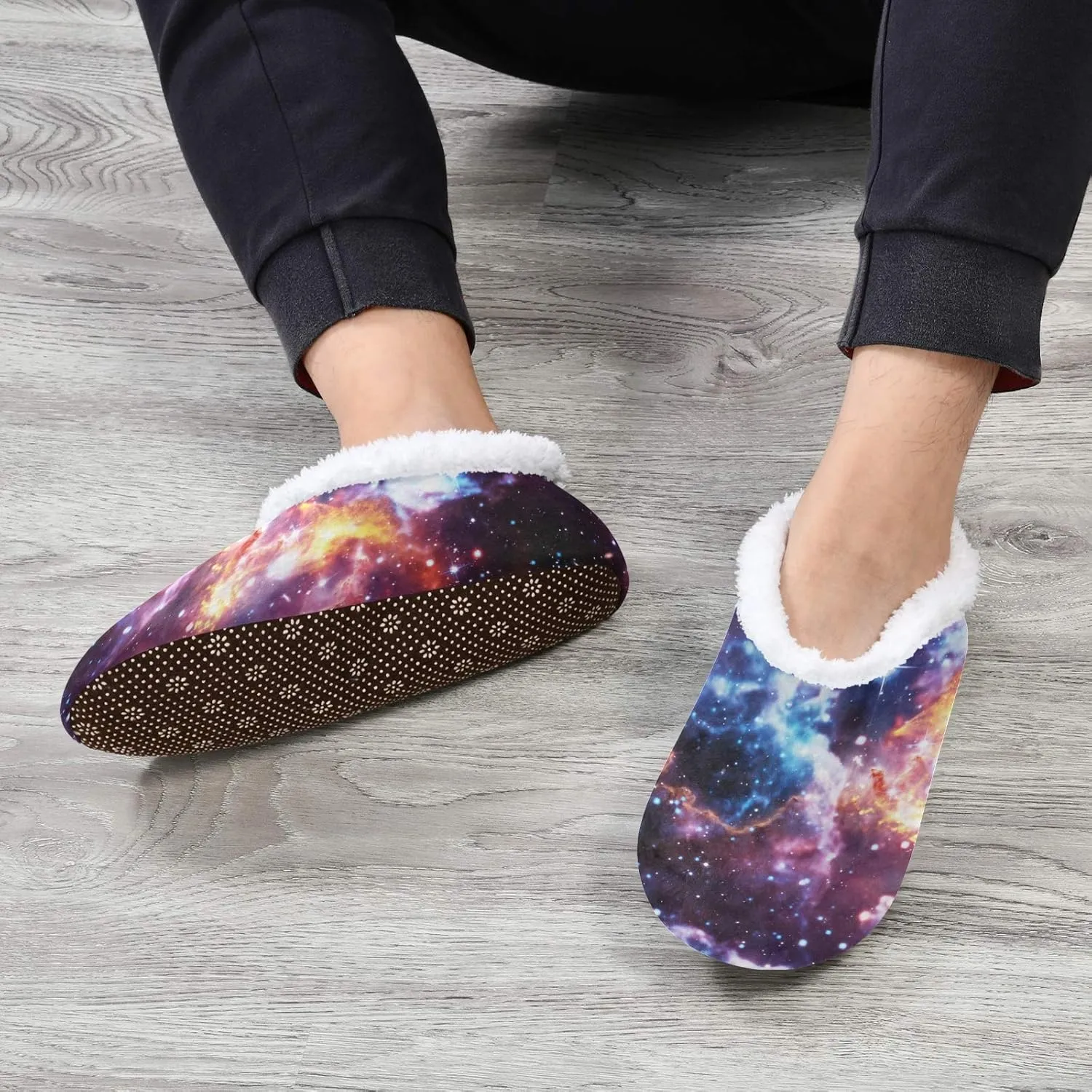 Unisex Fuzzy House Slippers Memory Foam Warm Slip Shoes Fur Lining M-XXL