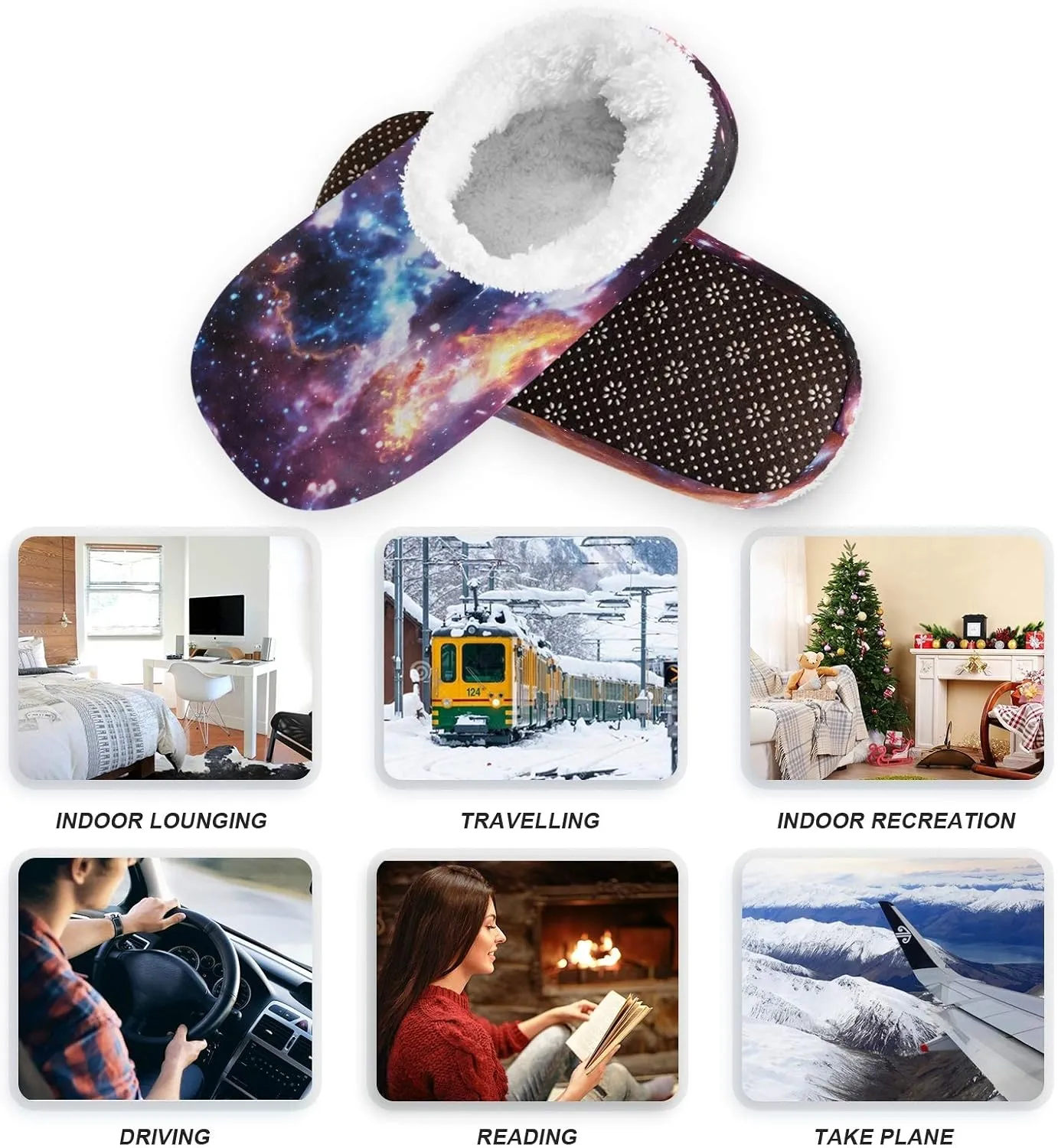 Unisex Fuzzy House Slippers Memory Foam Warm Slip Shoes Fur Lining M-XXL