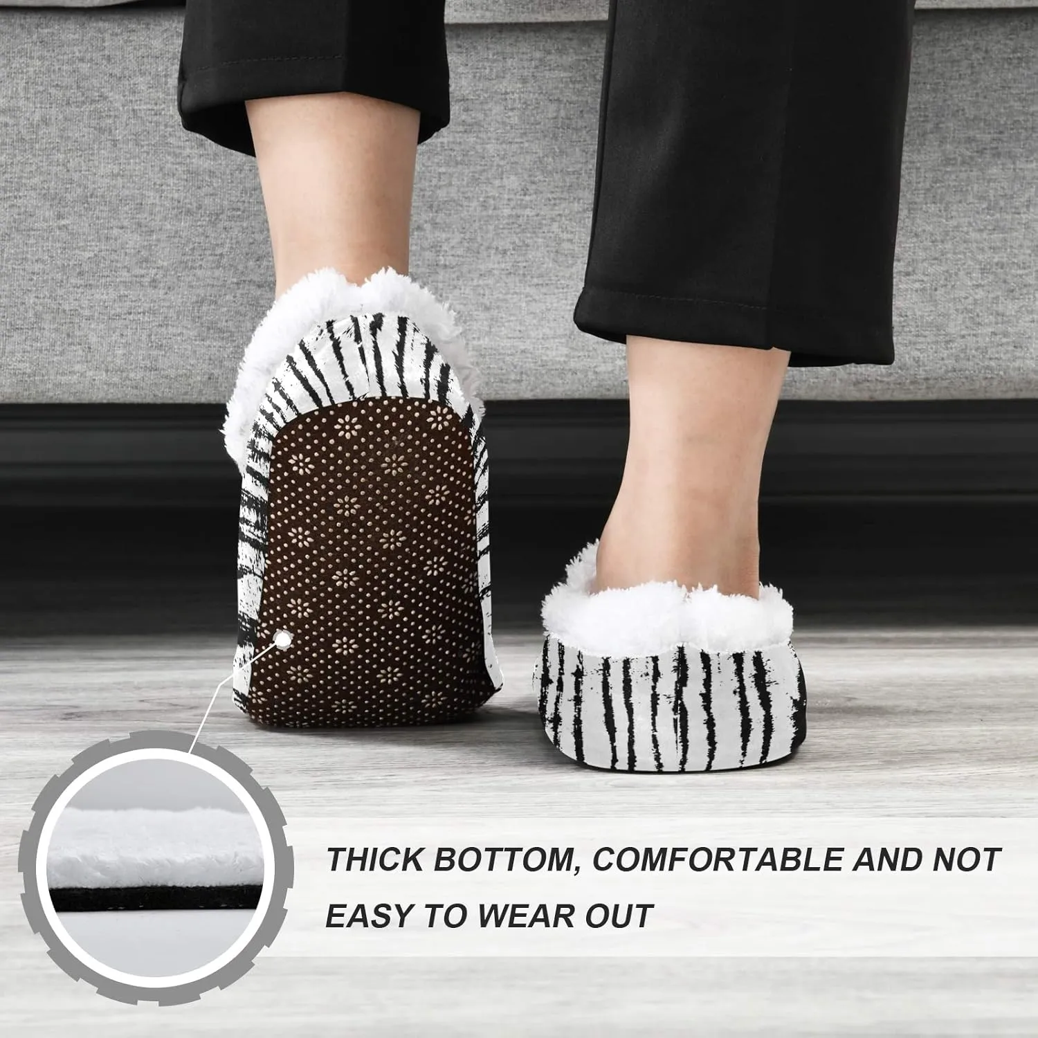 Unisex Fuzzy House Slippers Memory Foam Warm Slip Shoes Fur Lining M-XXL