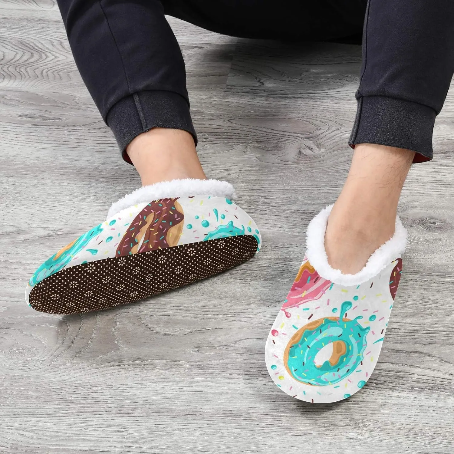 Unisex Fuzzy House Slippers Memory Foam Warm Slip Shoes Fur Lining M-XXL