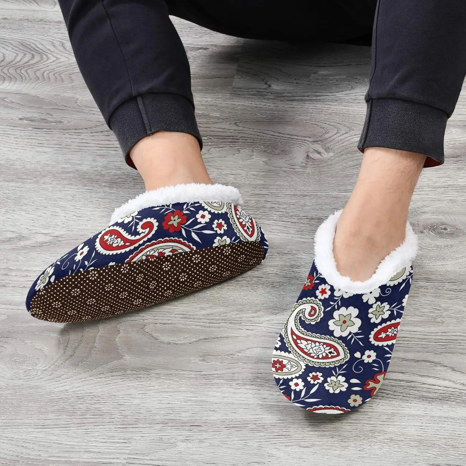 Unisex Fuzzy House Slippers Memory Foam Warm Slip Shoes Fur Lining M-XXL