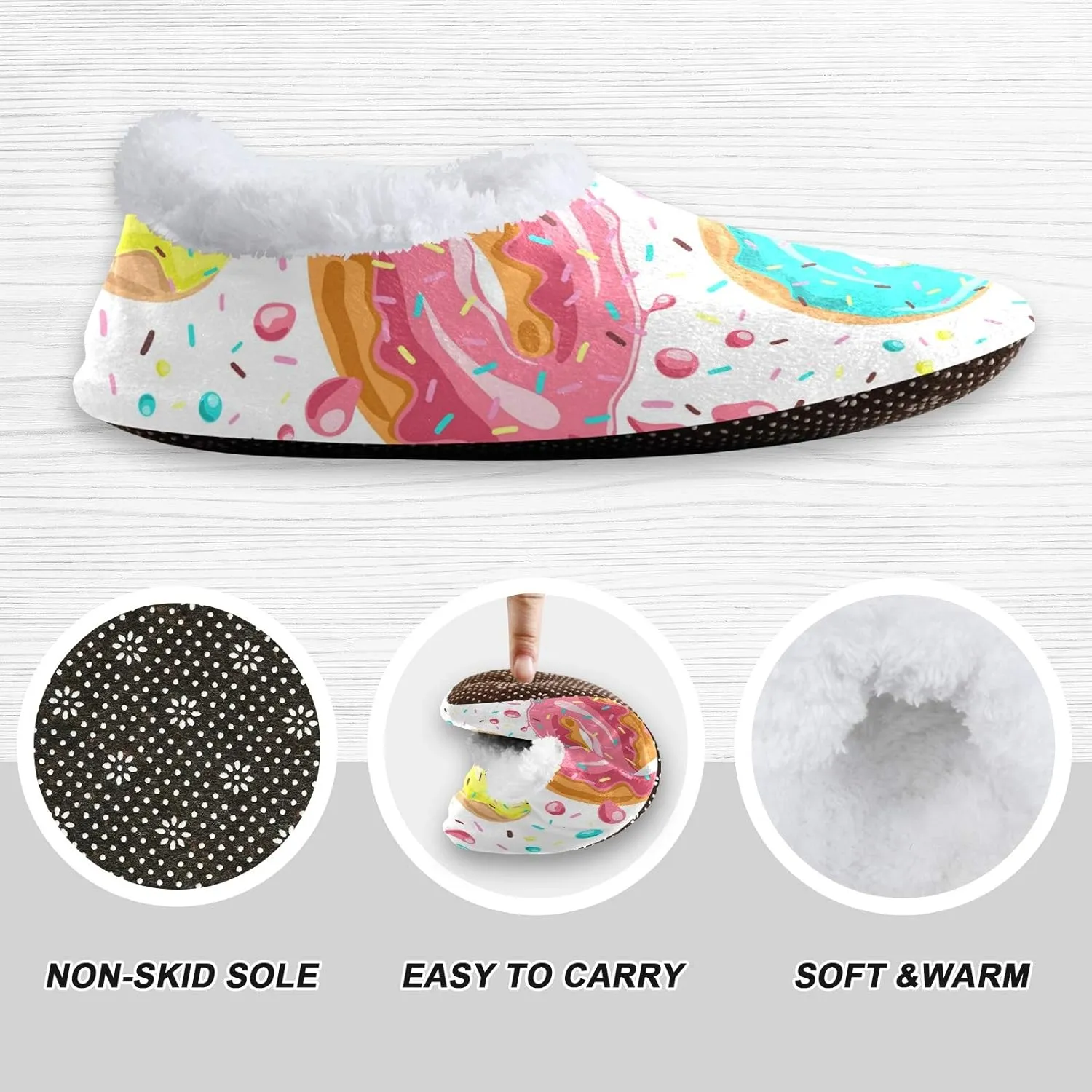 Unisex Fuzzy House Slippers Memory Foam Warm Slip Shoes Fur Lining M-XXL