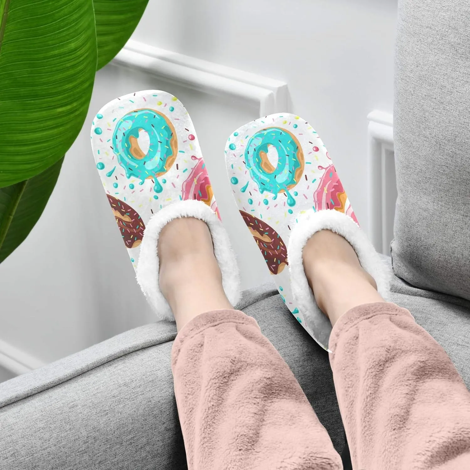 Unisex Fuzzy House Slippers Memory Foam Warm Slip Shoes Fur Lining M-XXL
