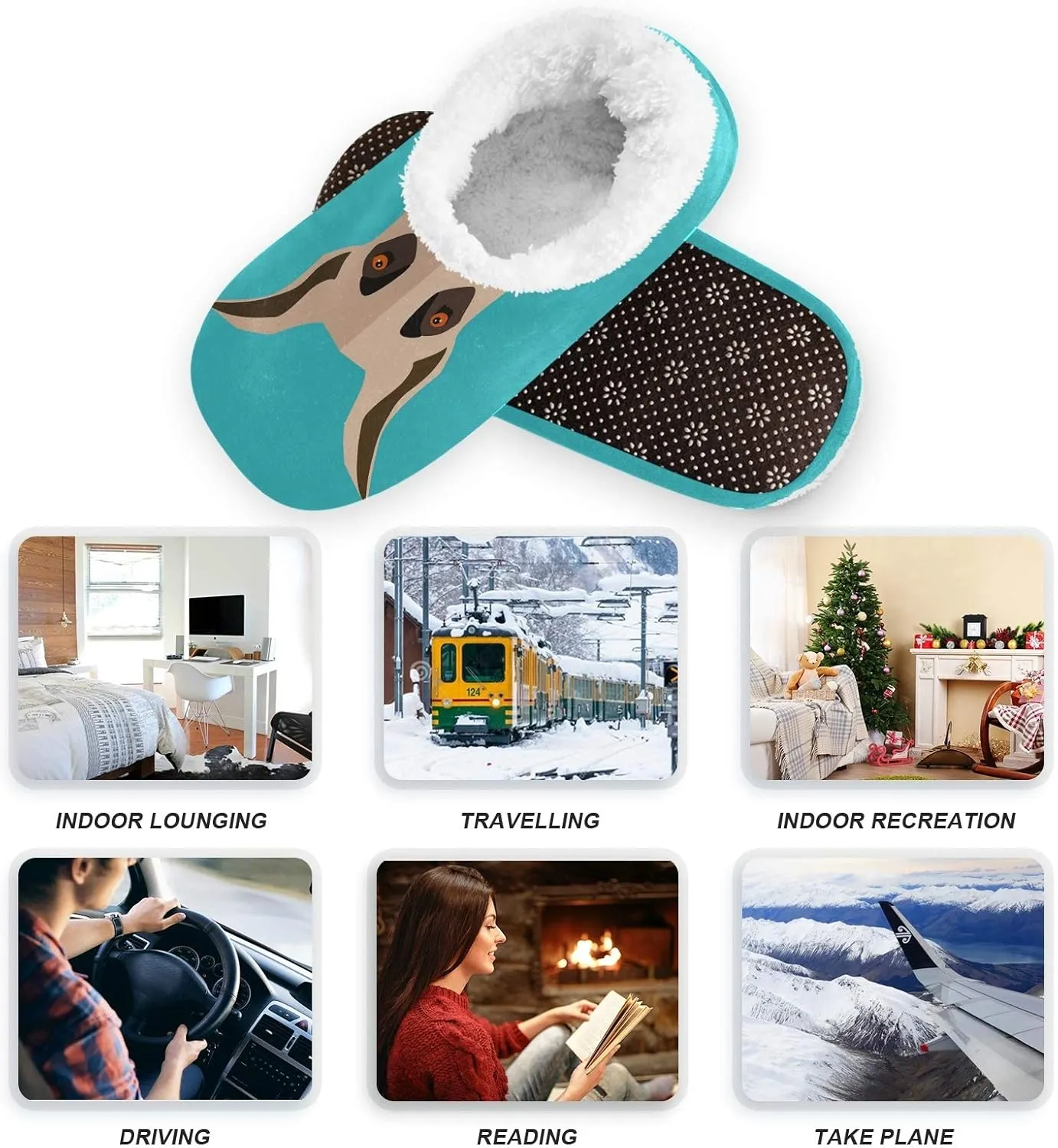 Unisex Fuzzy House Slippers Memory Foam Warm Slip Shoes Fur Lining M-XXL