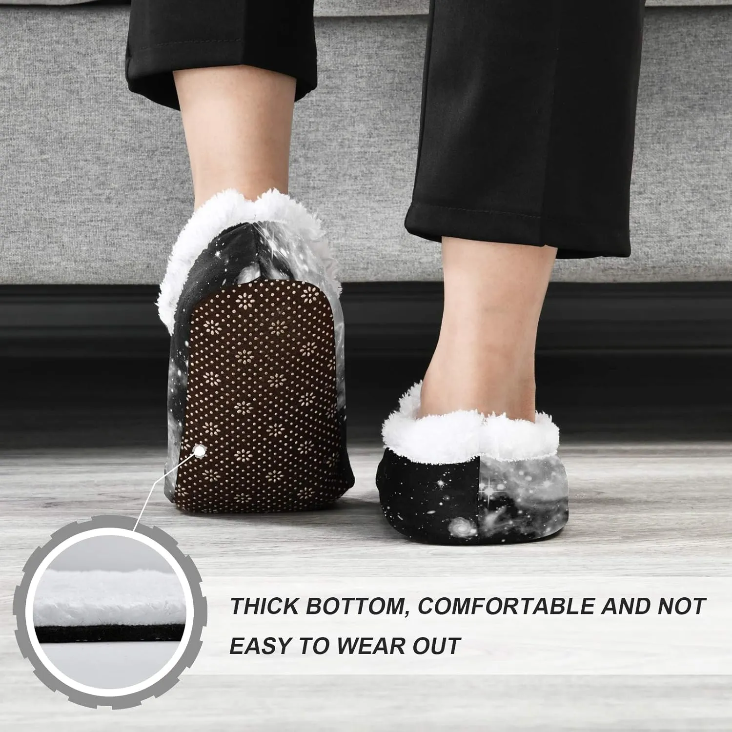 Unisex Fuzzy House Slippers Memory Foam Warm Slip Shoes Fur Lining M-XXL