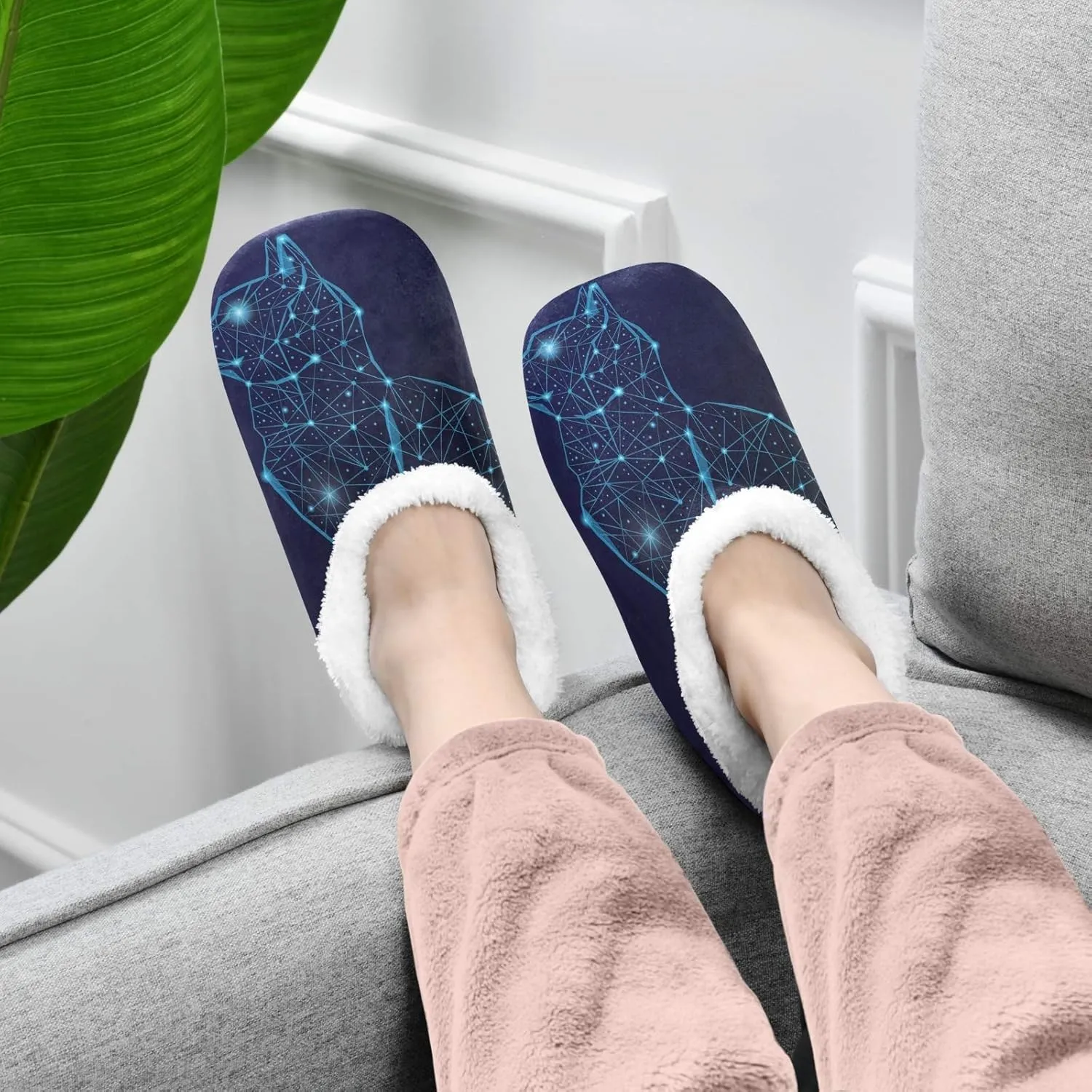 Unisex Fuzzy House Slippers Memory Foam Warm Slip Shoes Fur Lining M-XXL