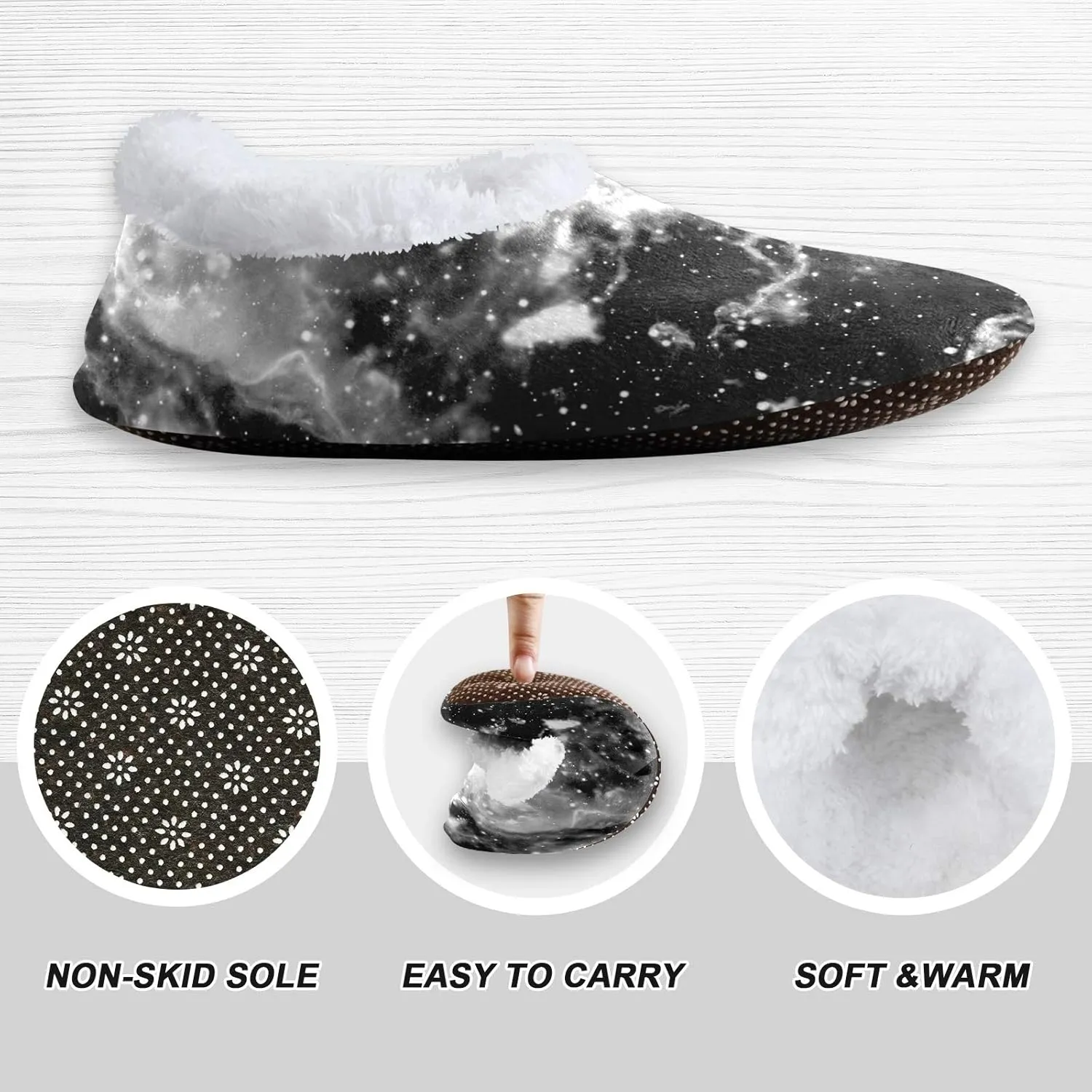 Unisex Fuzzy House Slippers Memory Foam Warm Slip Shoes Fur Lining M-XXL