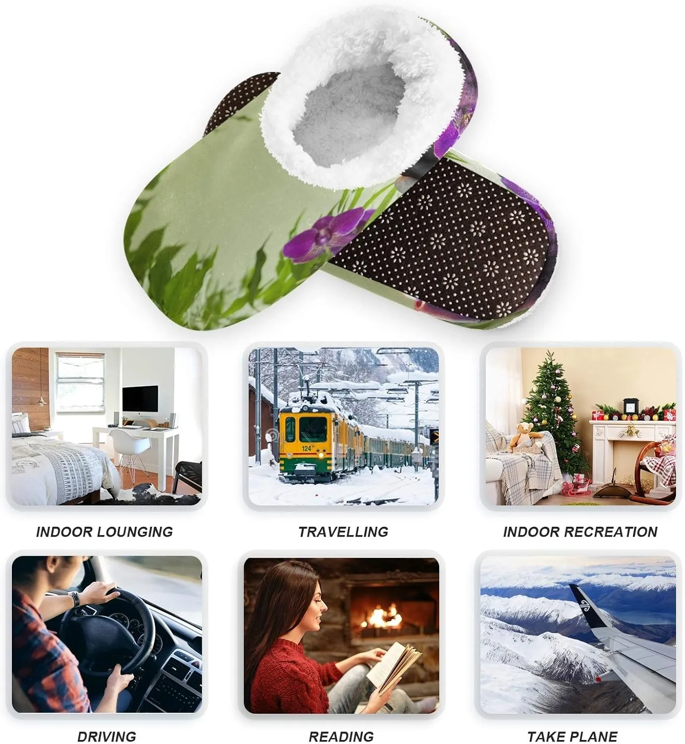 Unisex Fuzzy House Slippers Memory Foam Warm Slip Shoes Fur Lining M-XXL