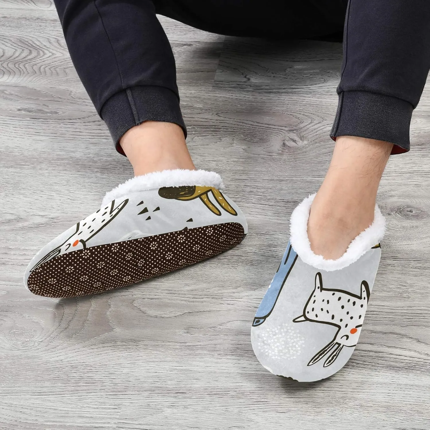 Unisex Fuzzy House Slippers Memory Foam Warm Slip Shoes Fur Lining M-XXL