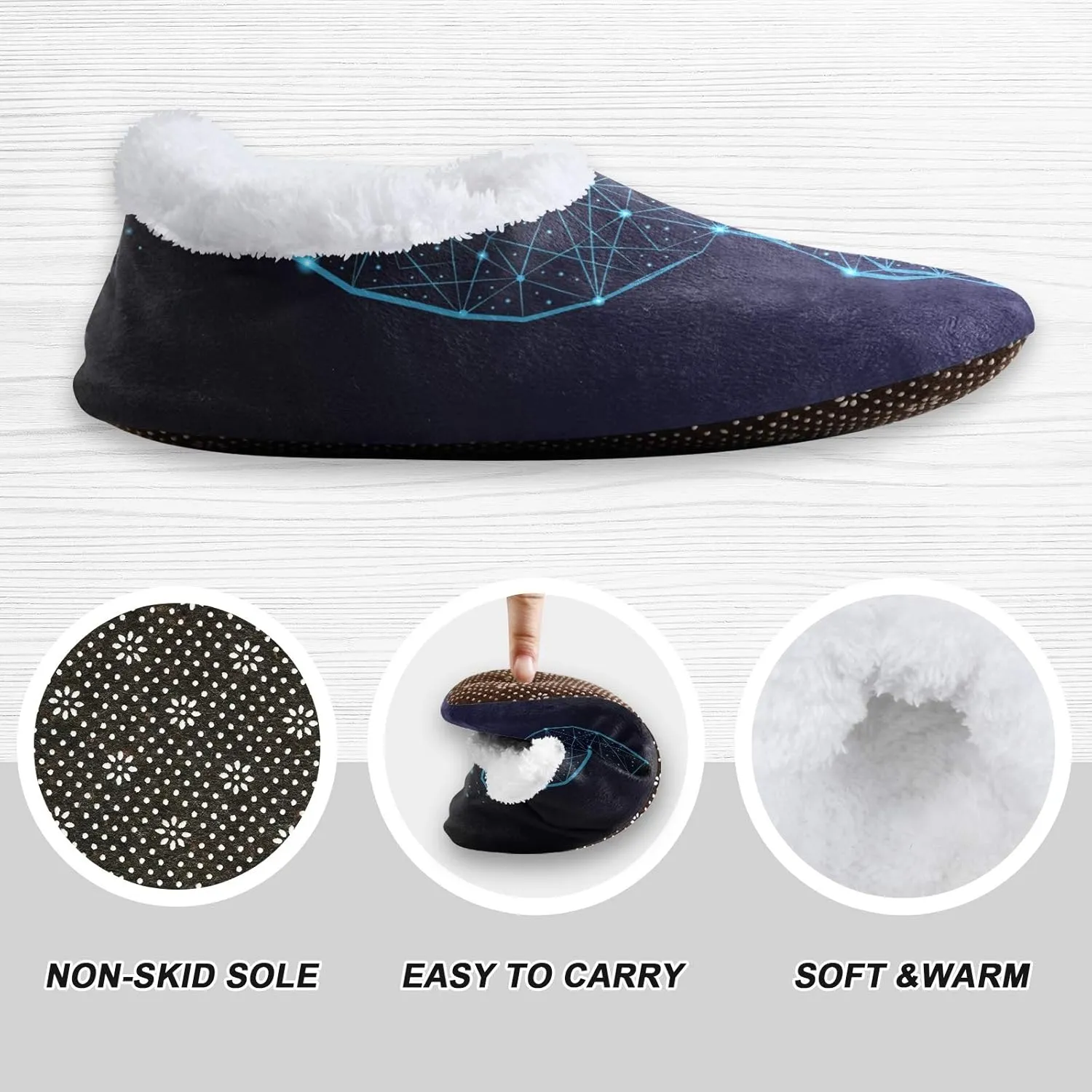 Unisex Fuzzy House Slippers Memory Foam Warm Slip Shoes Fur Lining M-XXL