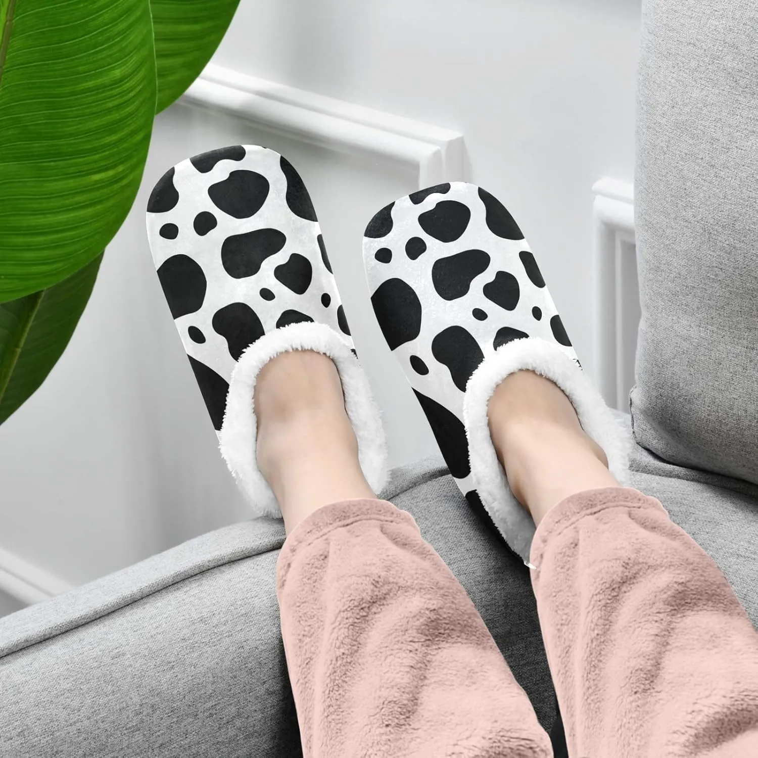 Unisex Fuzzy House Slippers Memory Foam Warm Slip Shoes Fur Lining M-XXL