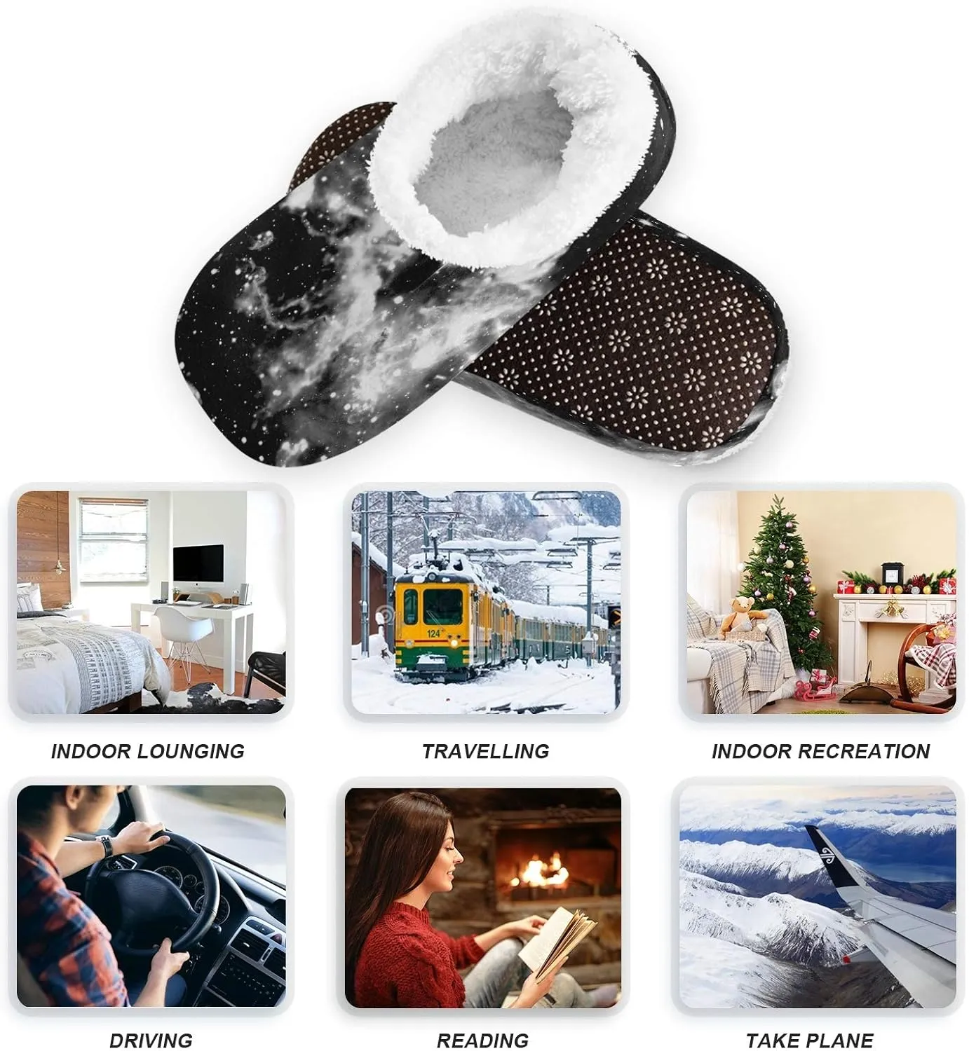 Unisex Fuzzy House Slippers Memory Foam Warm Slip Shoes Fur Lining M-XXL