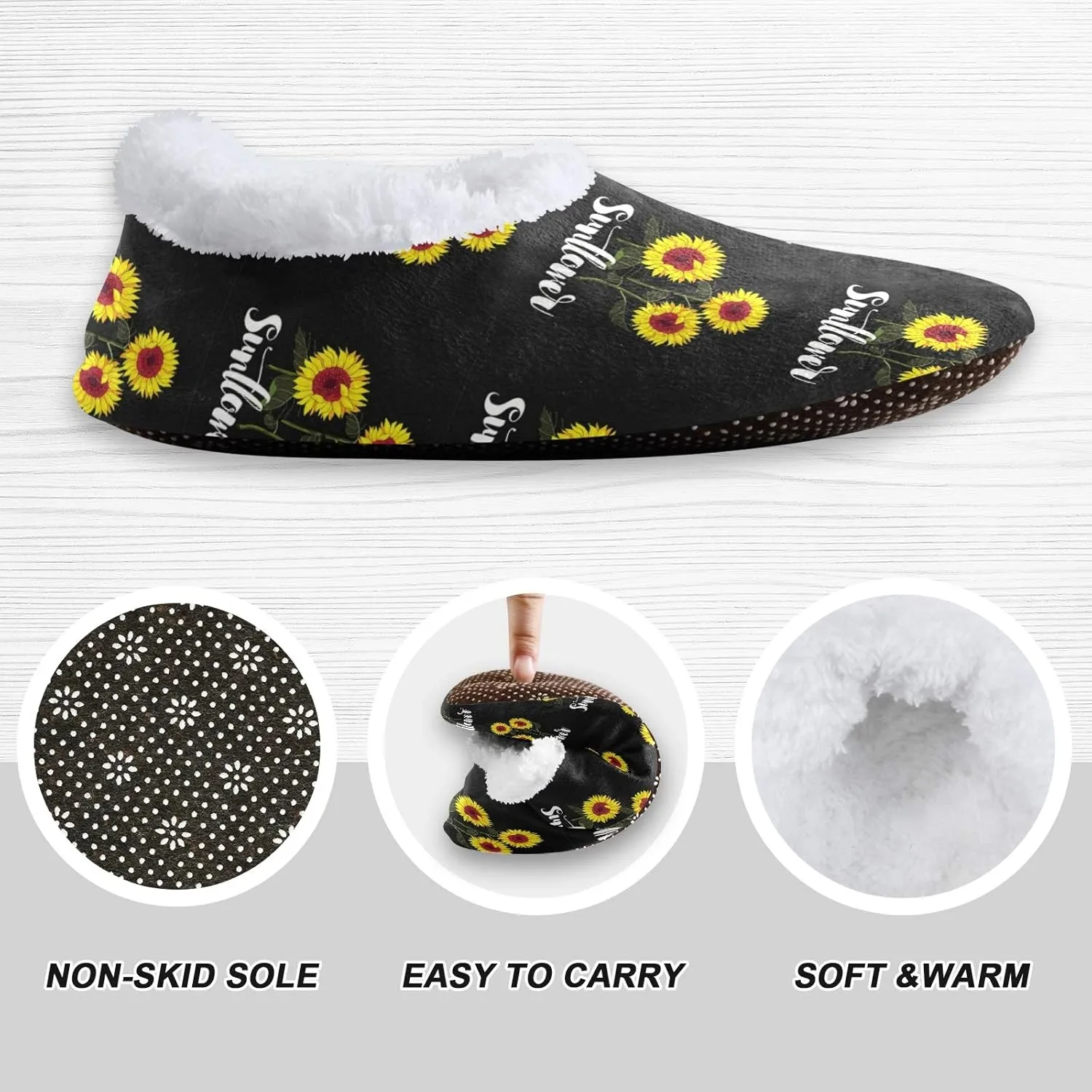 Unisex Fuzzy House Slippers Memory Foam Warm Slip Shoes Fur Lining M-XXL