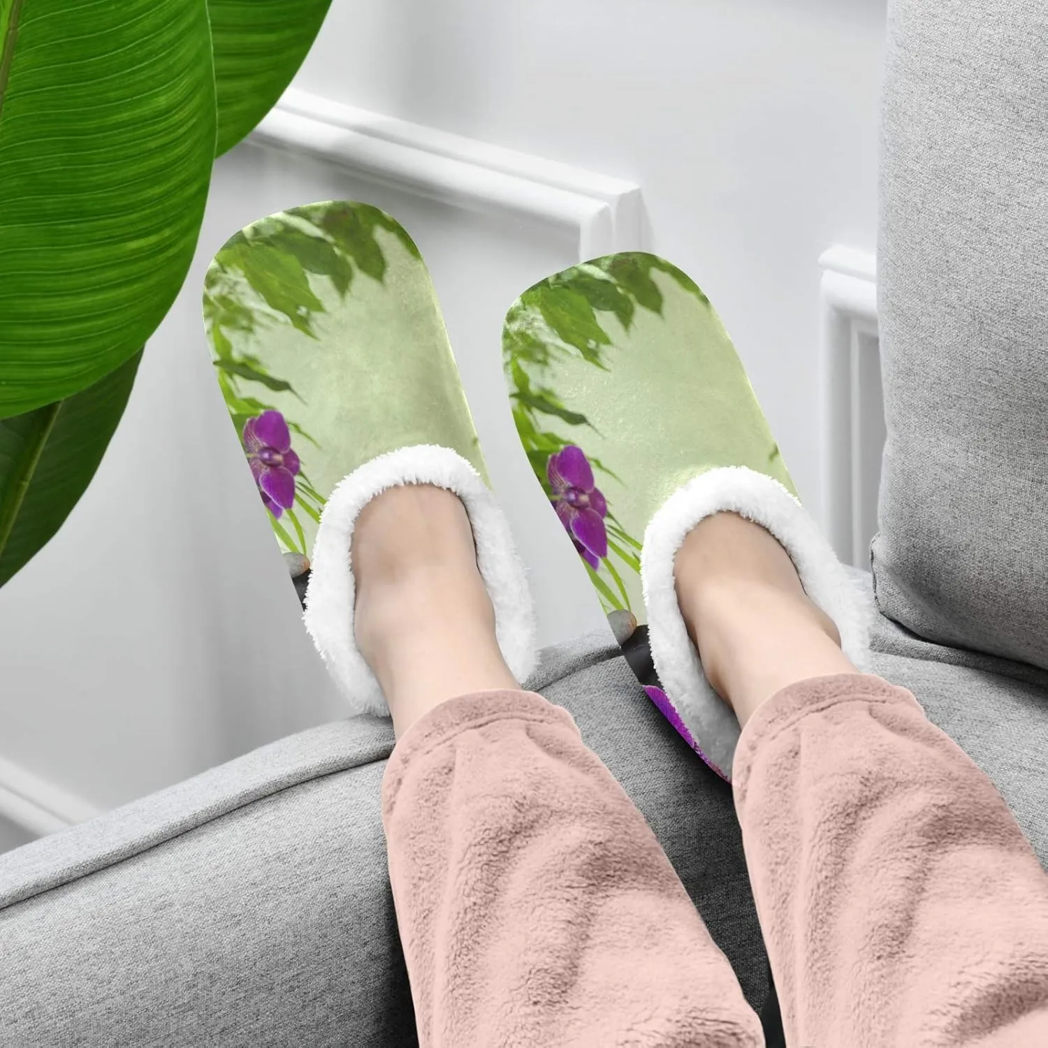 Unisex Fuzzy House Slippers Memory Foam Warm Slip Shoes Fur Lining M-XXL