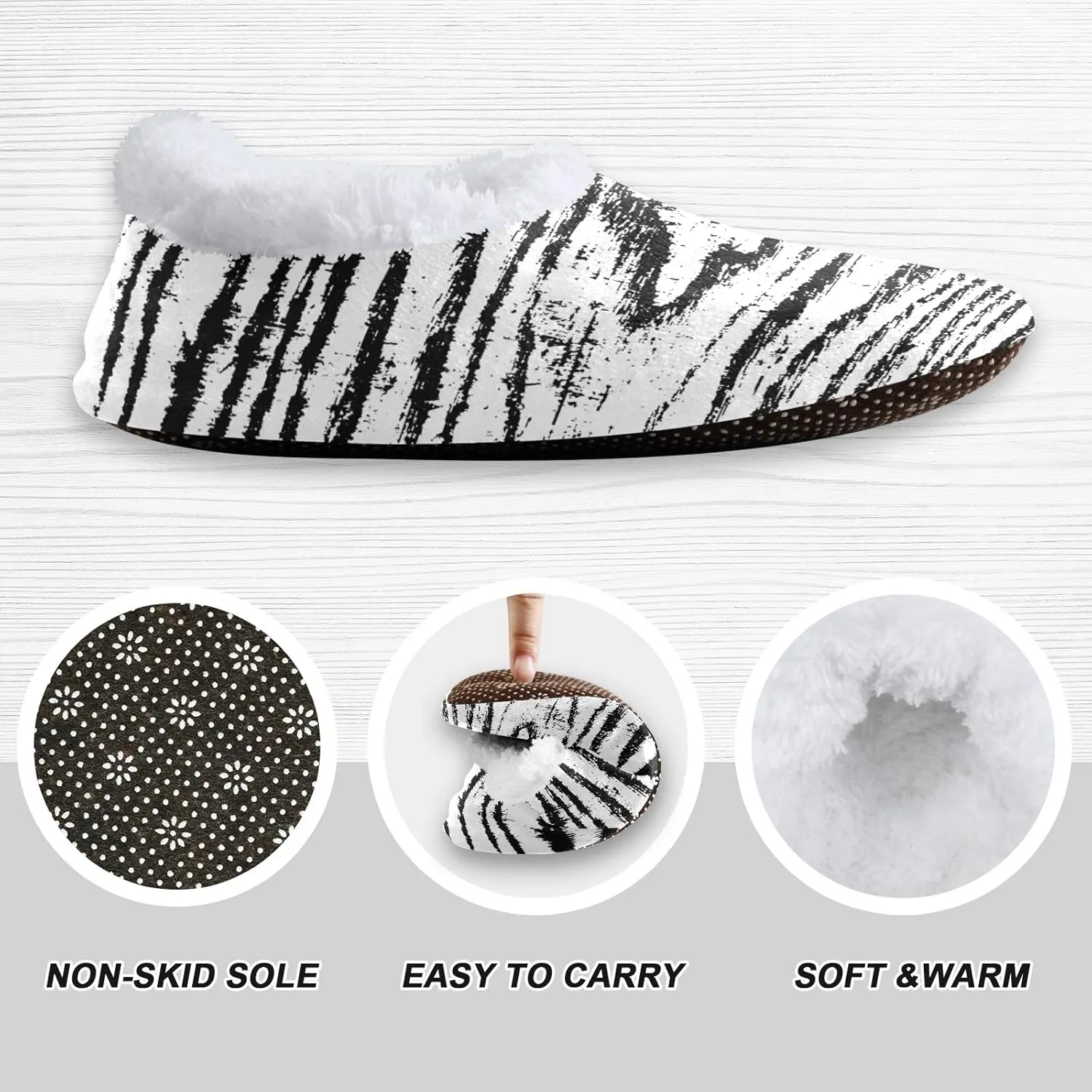 Unisex Fuzzy House Slippers Memory Foam Warm Slip Shoes Fur Lining M-XXL
