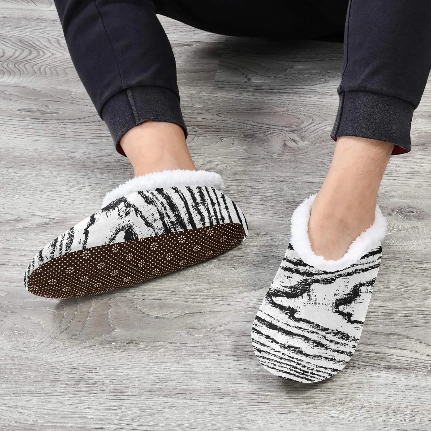 Unisex Fuzzy House Slippers Memory Foam Warm Slip Shoes Fur Lining M-XXL