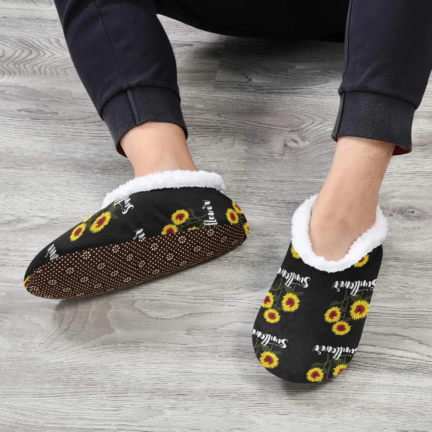 Unisex Fuzzy House Slippers Memory Foam Warm Slip Shoes Fur Lining M-XXL