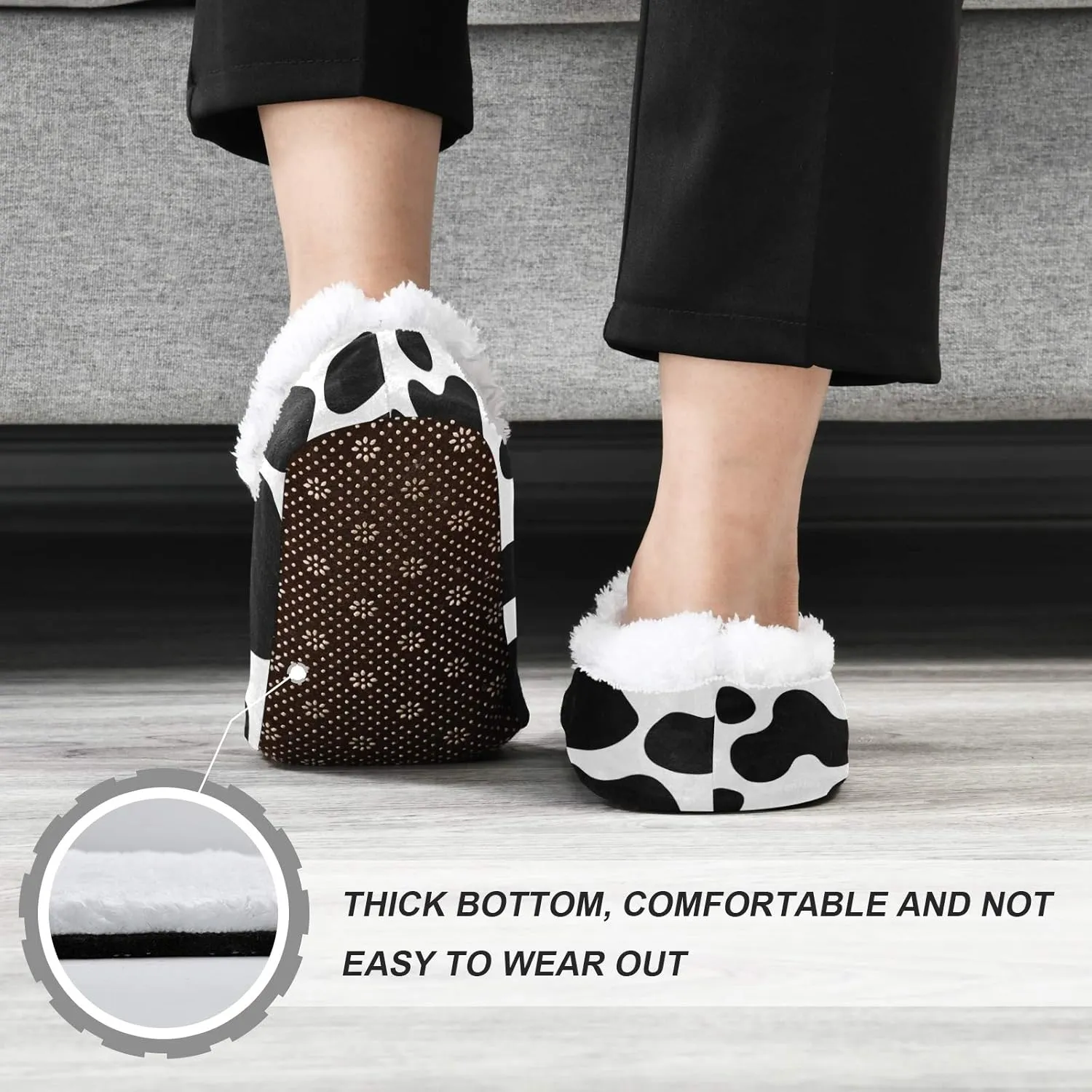 Unisex Fuzzy House Slippers Memory Foam Warm Slip Shoes Fur Lining M-XXL