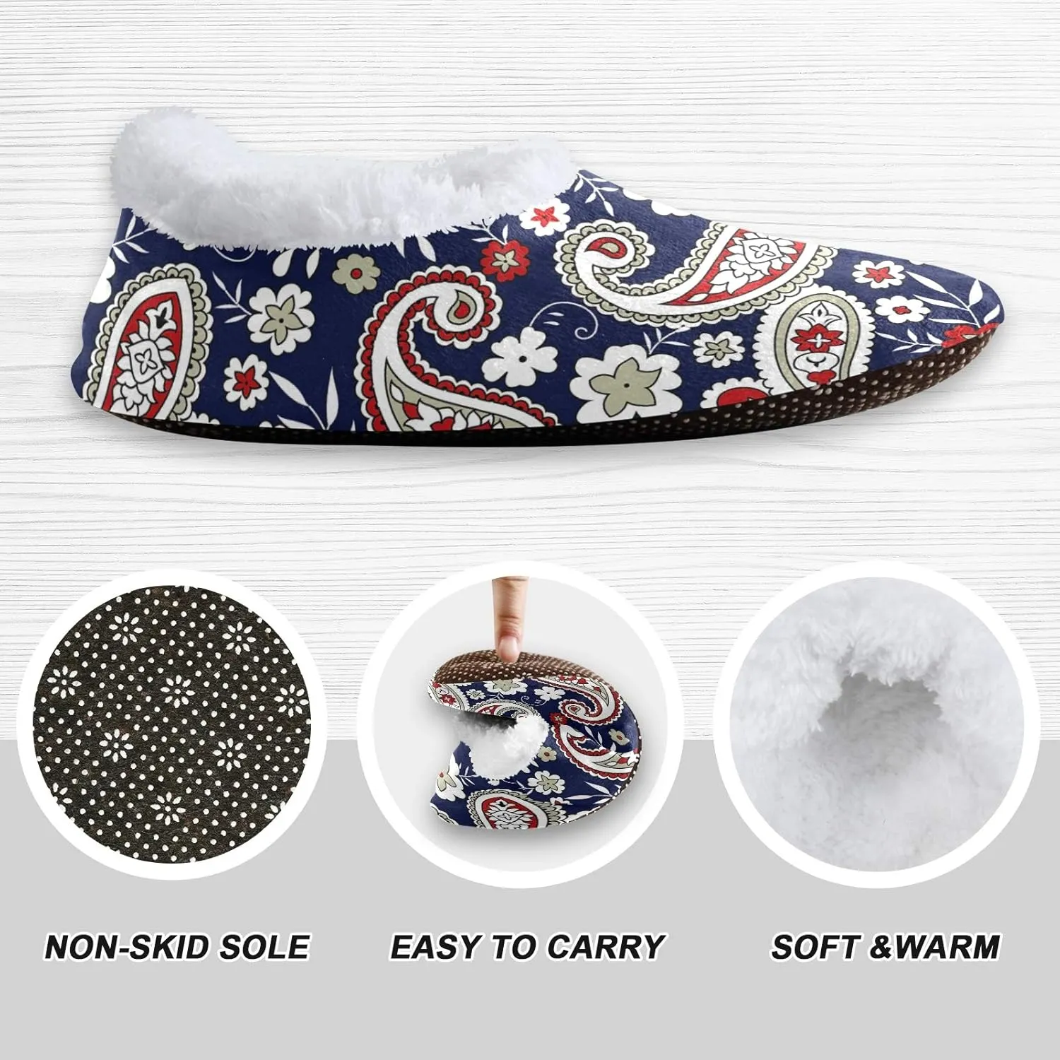Unisex Fuzzy House Slippers Memory Foam Warm Slip Shoes Fur Lining M-XXL