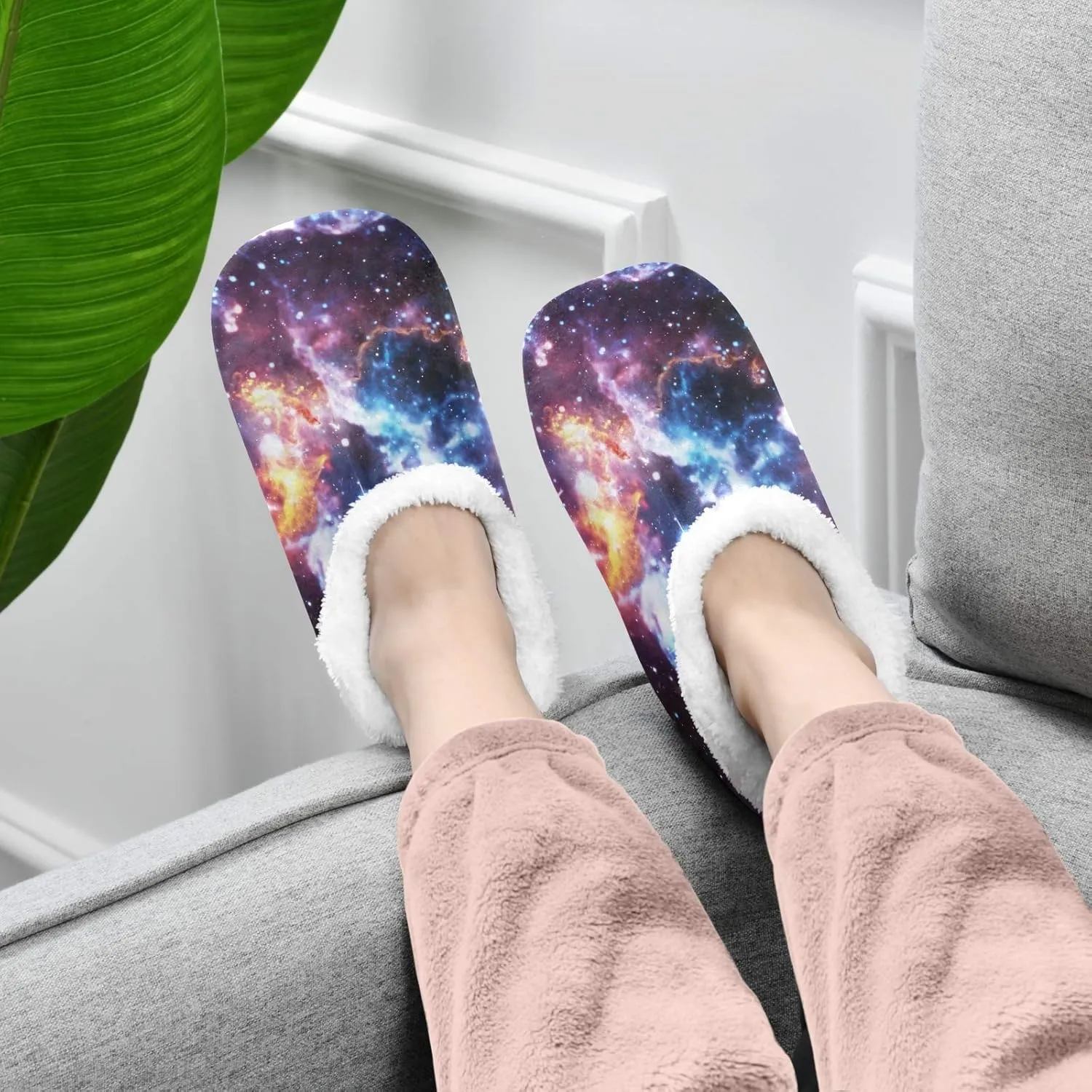Unisex Fuzzy House Slippers Memory Foam Warm Slip Shoes Fur Lining M-XXL