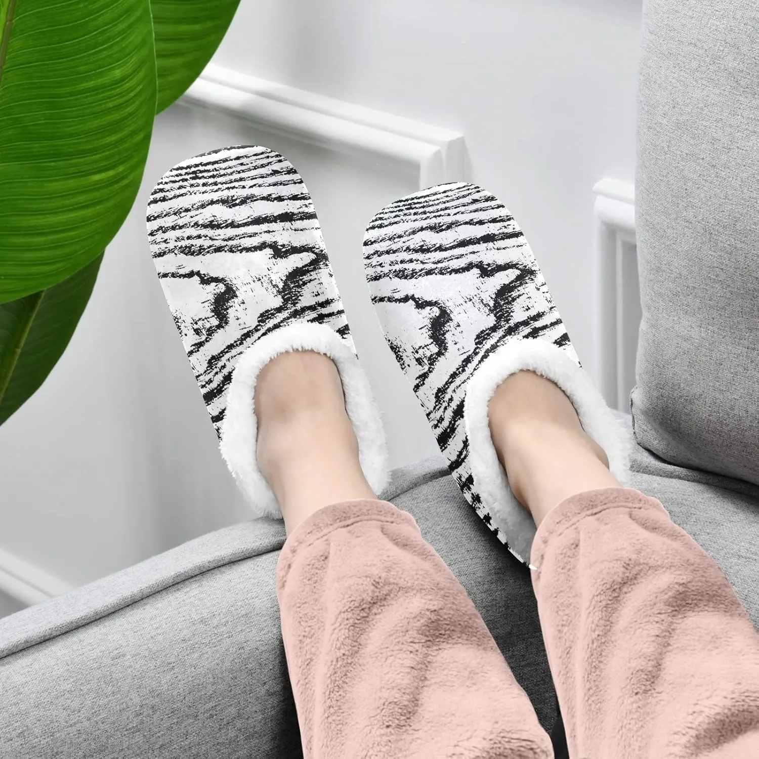 Unisex Fuzzy House Slippers Memory Foam Warm Slip Shoes Fur Lining M-XXL