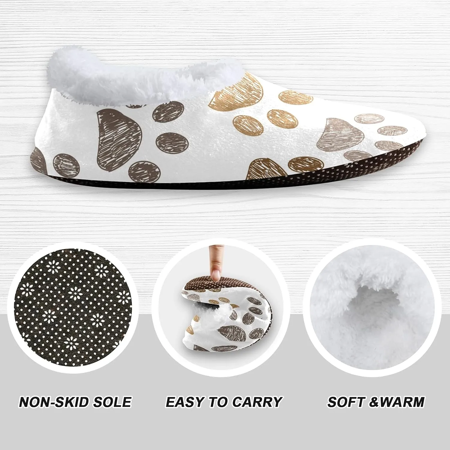 Unisex Fuzzy House Slippers, Warm Fur Lining Shoes, Non-Slip Memory Foam Slippers M-XXL