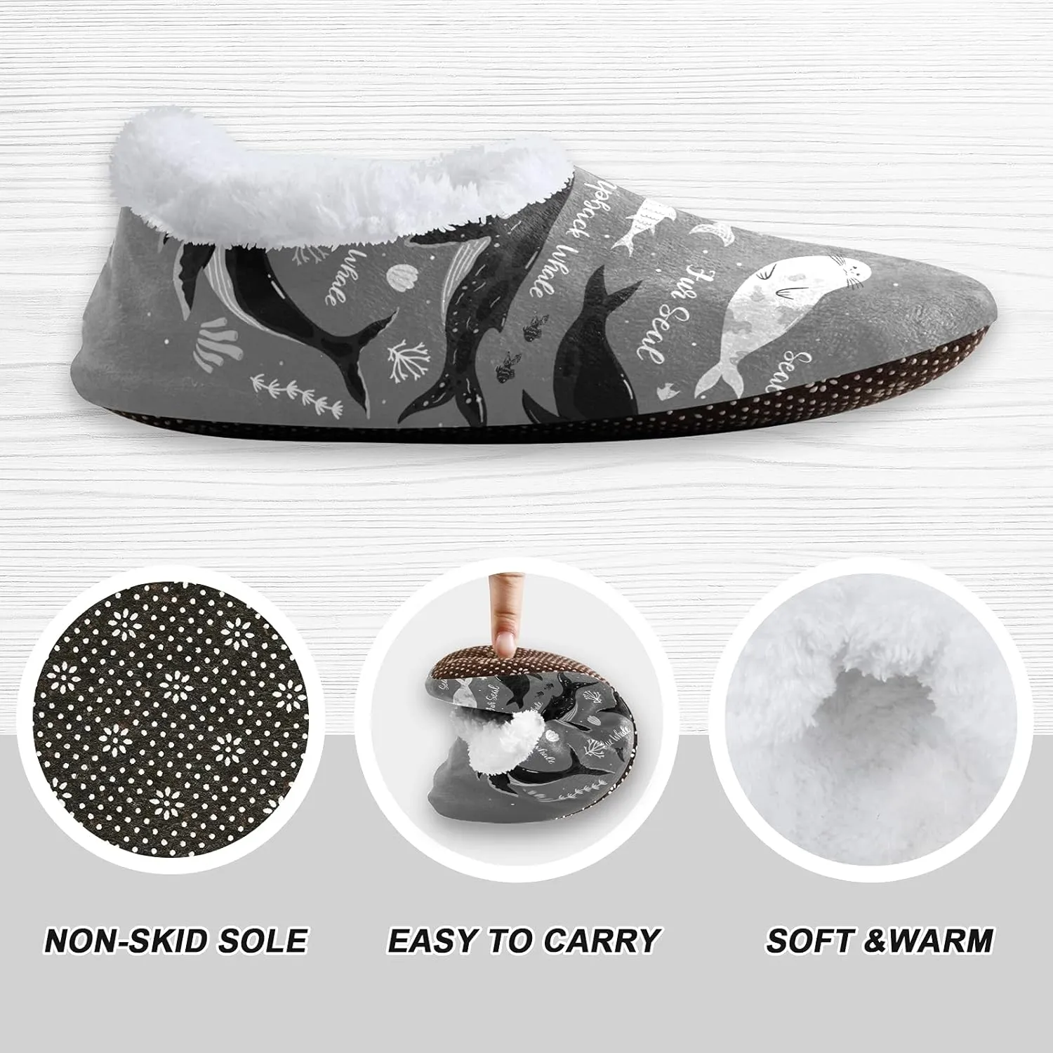 Unisex Fuzzy House Slippers, Warm Fur Lining Shoes, Non-Slip Memory Foam Slippers M-XXL