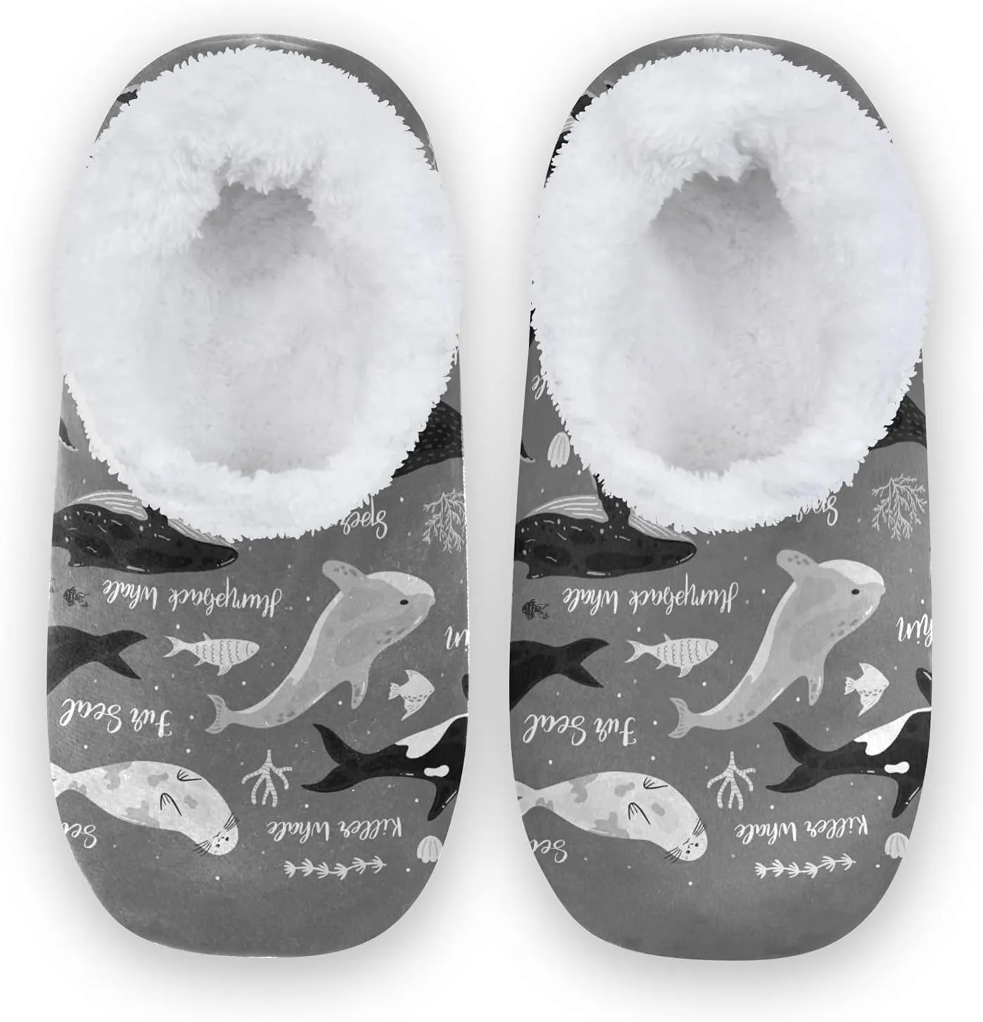 Unisex Fuzzy House Slippers, Warm Fur Lining Shoes, Non-Slip Memory Foam Slippers M-XXL