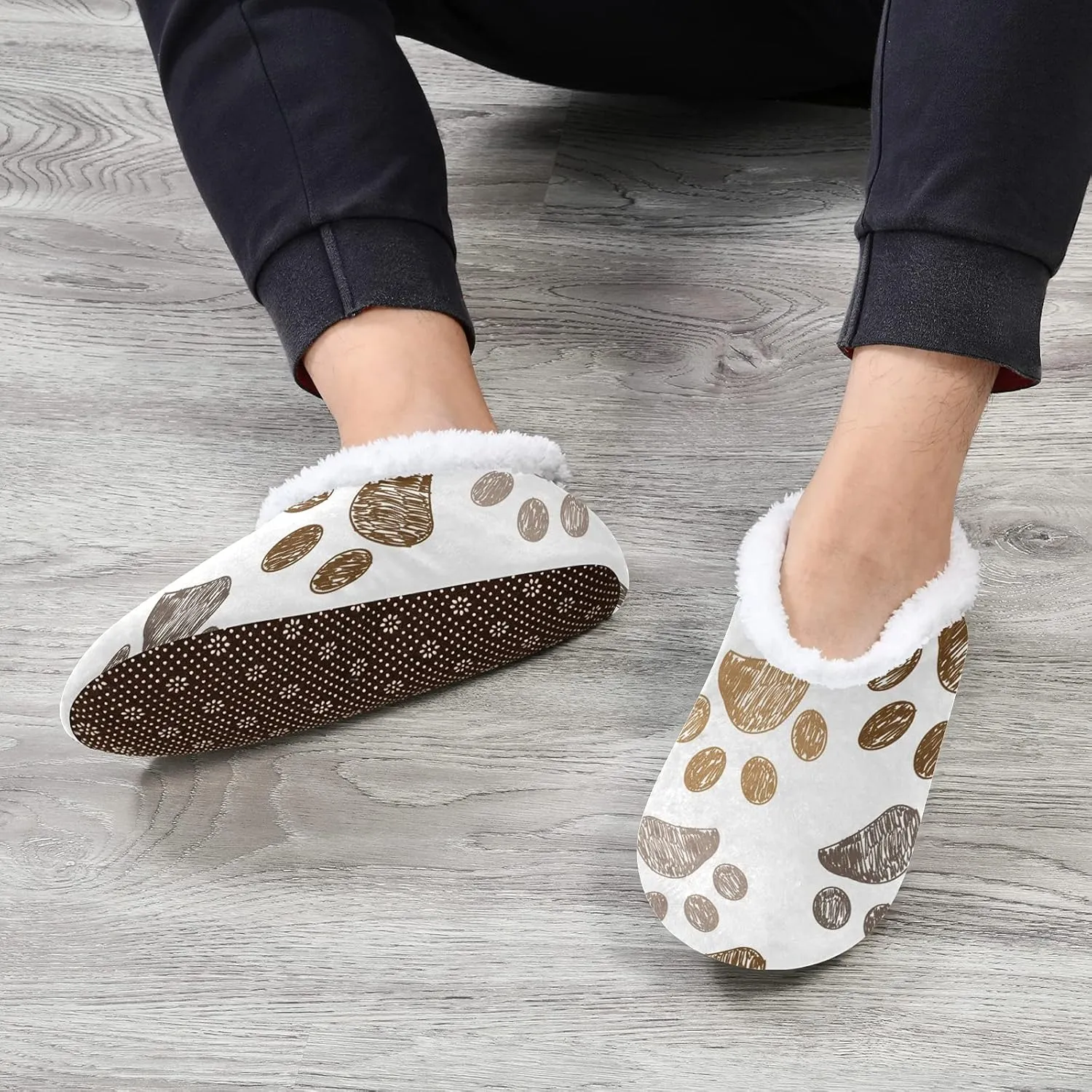Unisex Fuzzy House Slippers, Warm Fur Lining Shoes, Non-Slip Memory Foam Slippers M-XXL