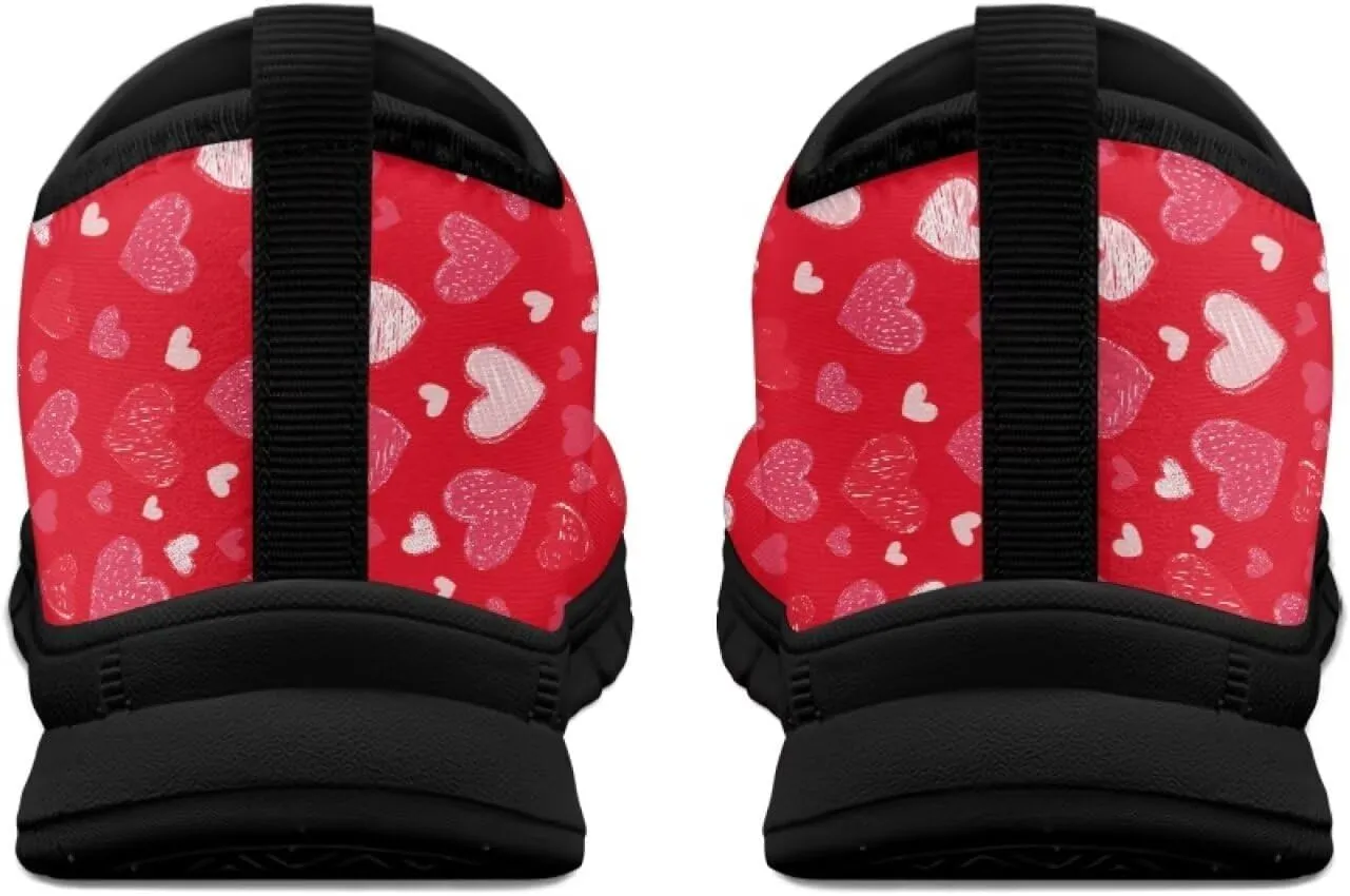 Valentine's Day Slip On Sneakers for Women Casual Low Top Flat Shoes Mesh Breathable Work Tennis Footwear