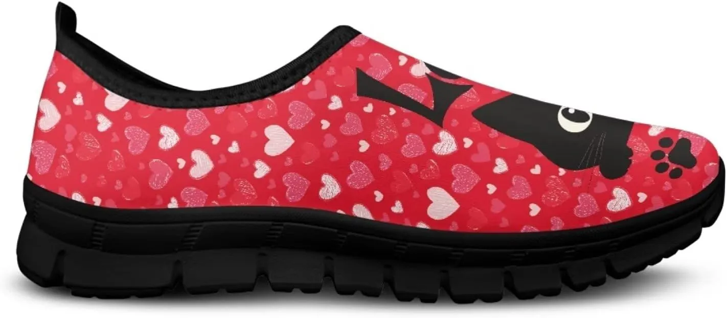 Valentine's Day Slip On Sneakers for Women Casual Low Top Flat Shoes Mesh Breathable Work Tennis Footwear