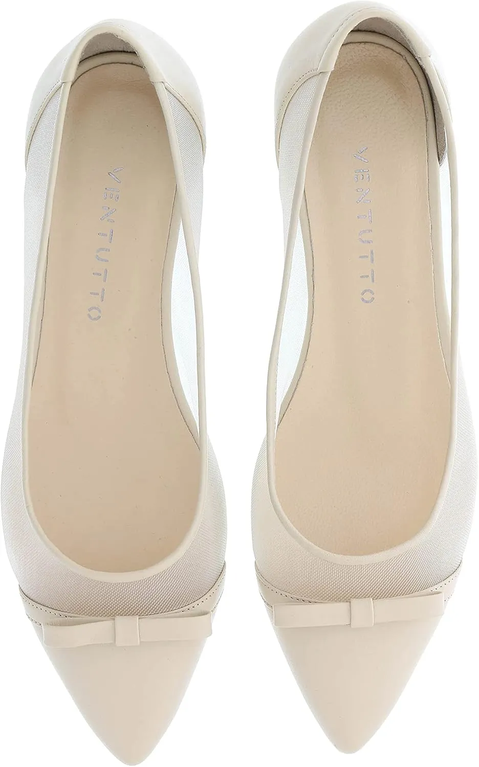 Ventutto Beige Mesh Ballerina Flats- for Womens