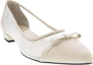 Ventutto Beige Mesh Ballerina Flats- for Womens