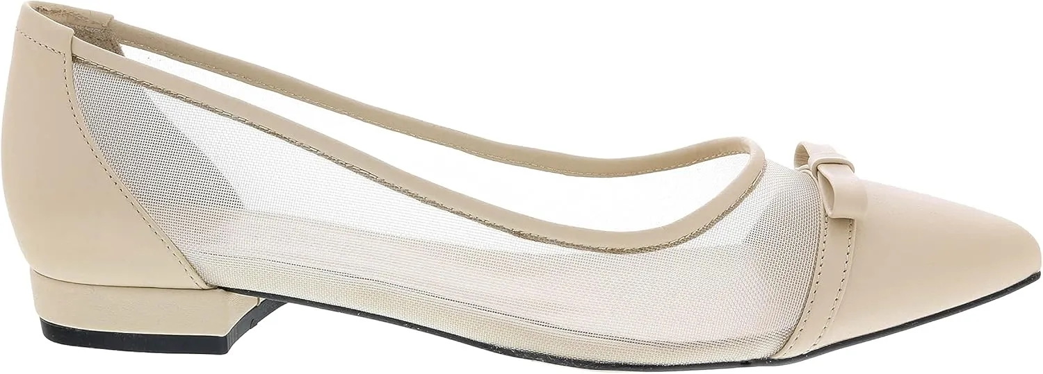 Ventutto Beige Mesh Ballerina Flats- for Womens
