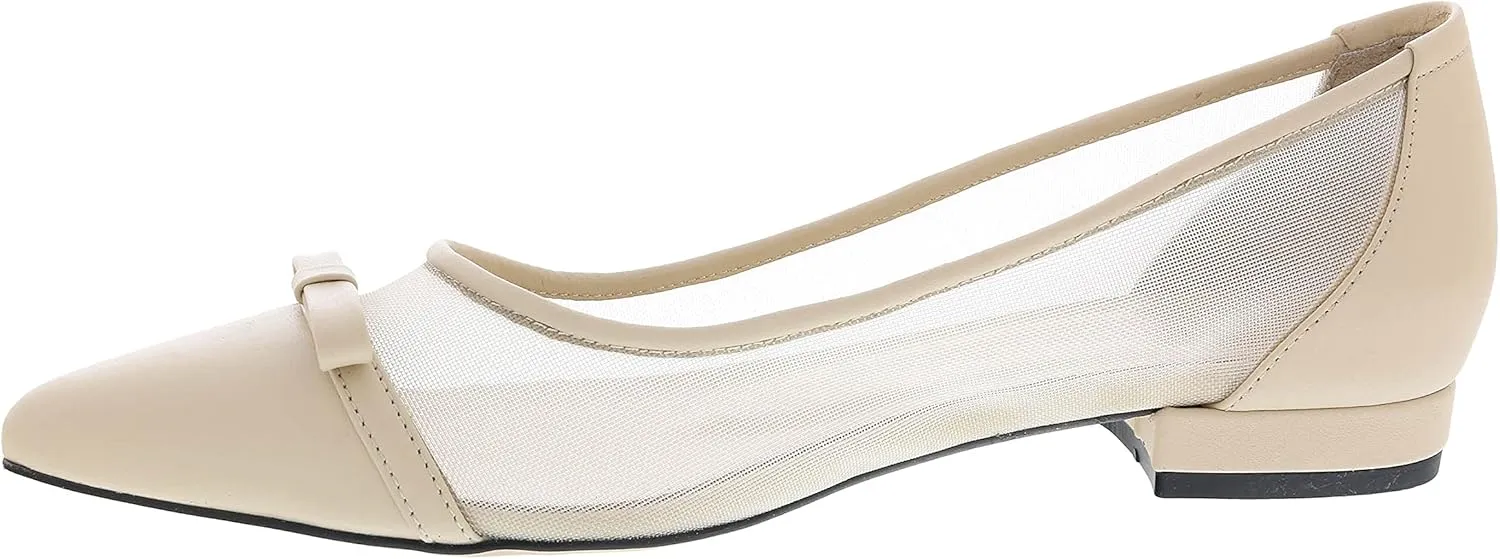 Ventutto Beige Mesh Ballerina Flats- for Womens
