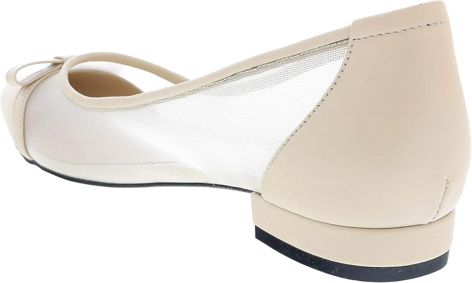 Ventutto Beige Mesh Ballerina Flats- for Womens