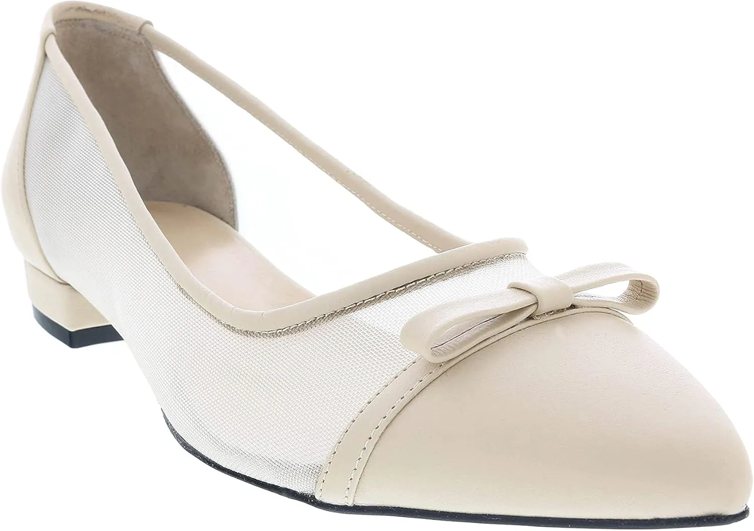 Ventutto Beige Mesh Ballerina Flats- for Womens