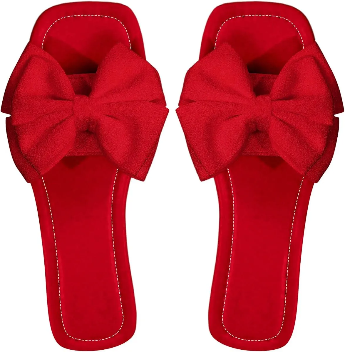 Verdusa Women's Bowknot Flat Sandals Summer Open Toe Slide Slip On Sandals
